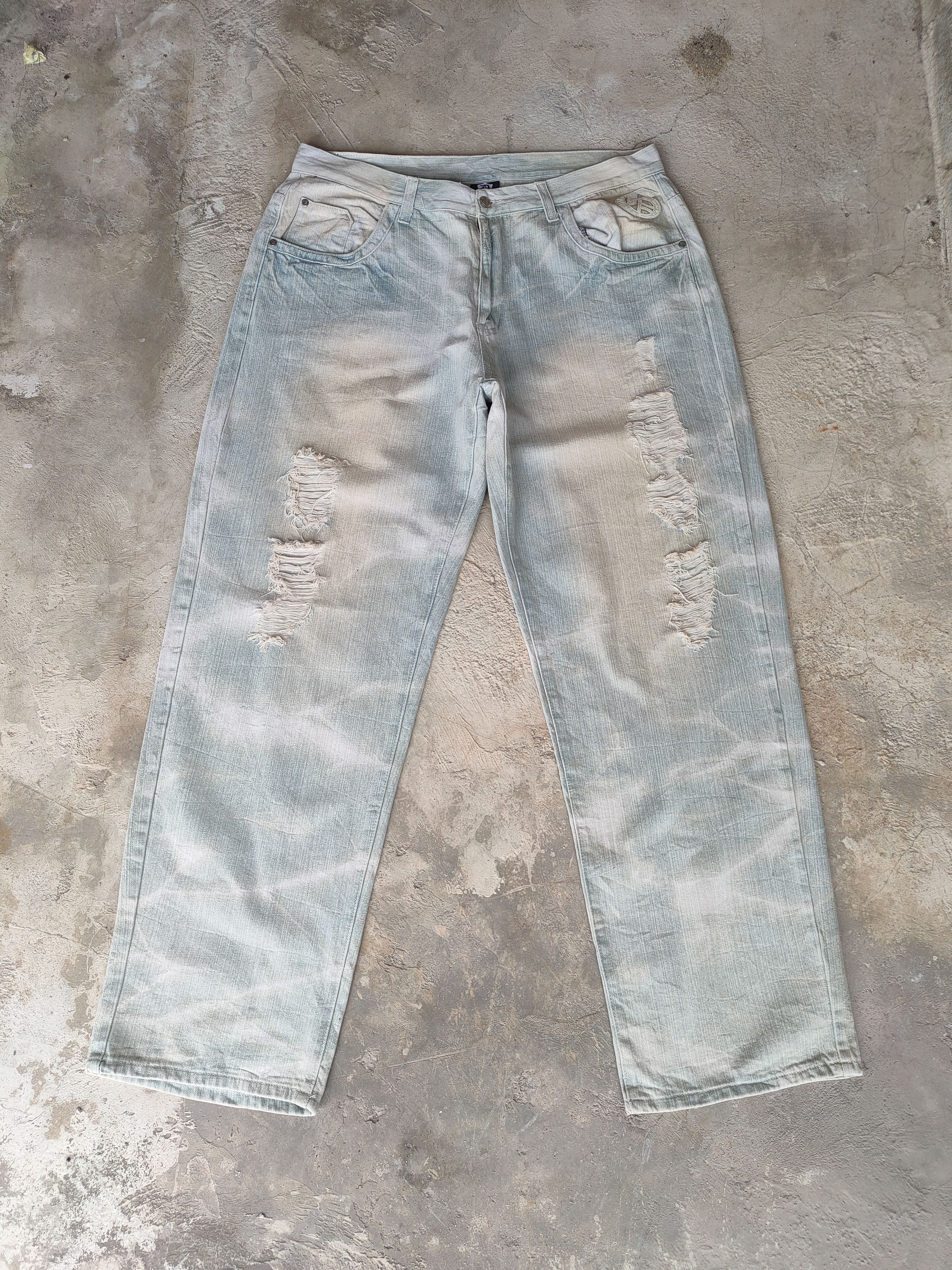 W40 DOP DENIM FADED DISTRESSED JEANS PANTS
