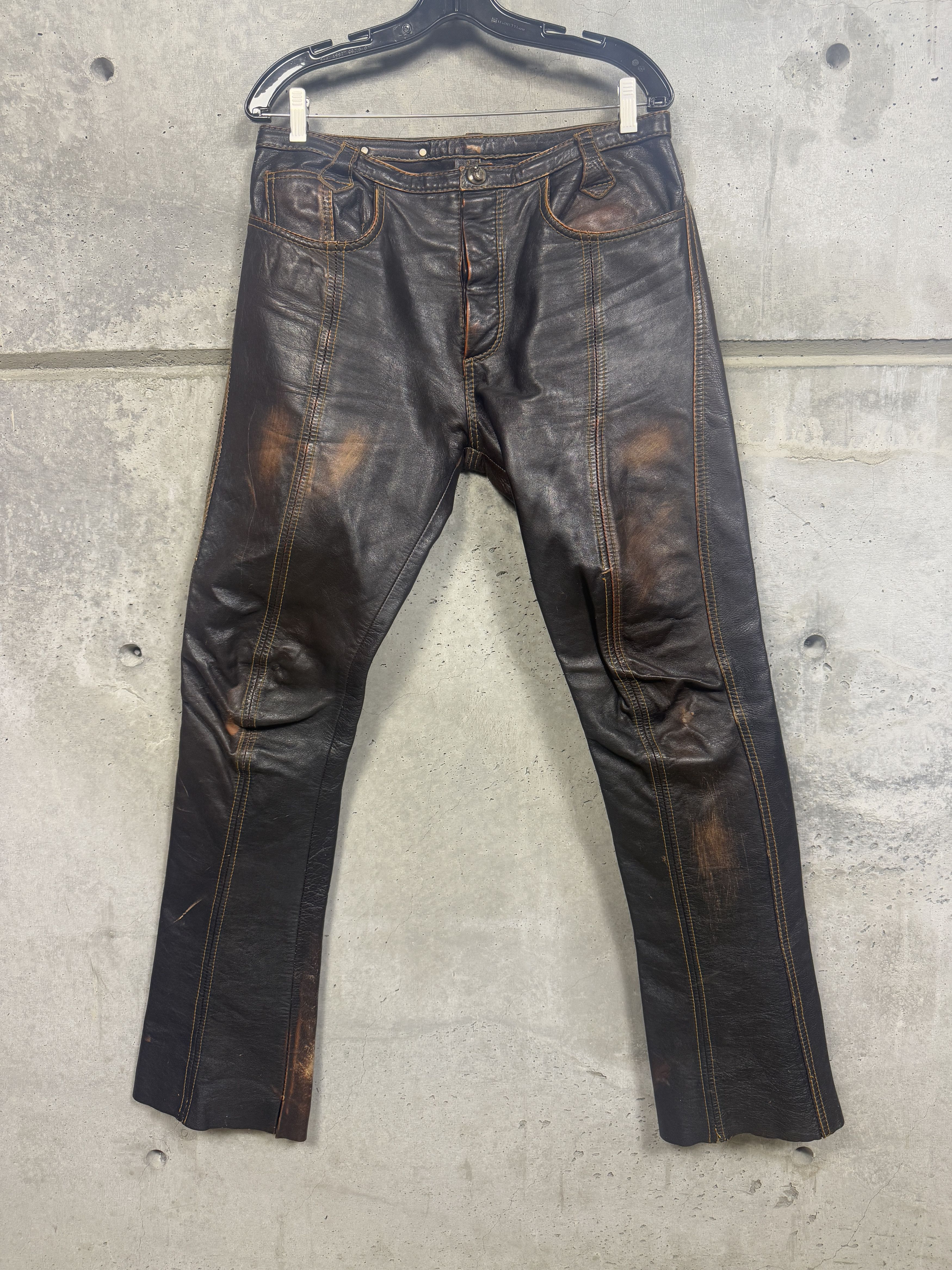 Japanese Brand SKKIN USA Vintage Leather Pants flare stingray Size US 33 - 2 Thumbnail