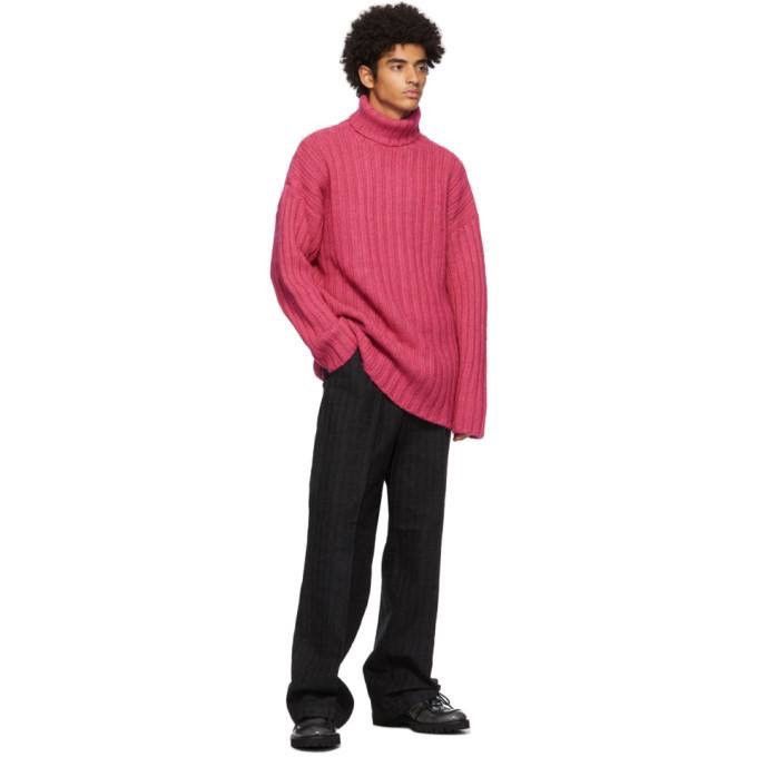 Our Legacy Men's Large Rib Turtleneck Pink Knit Sweater, L