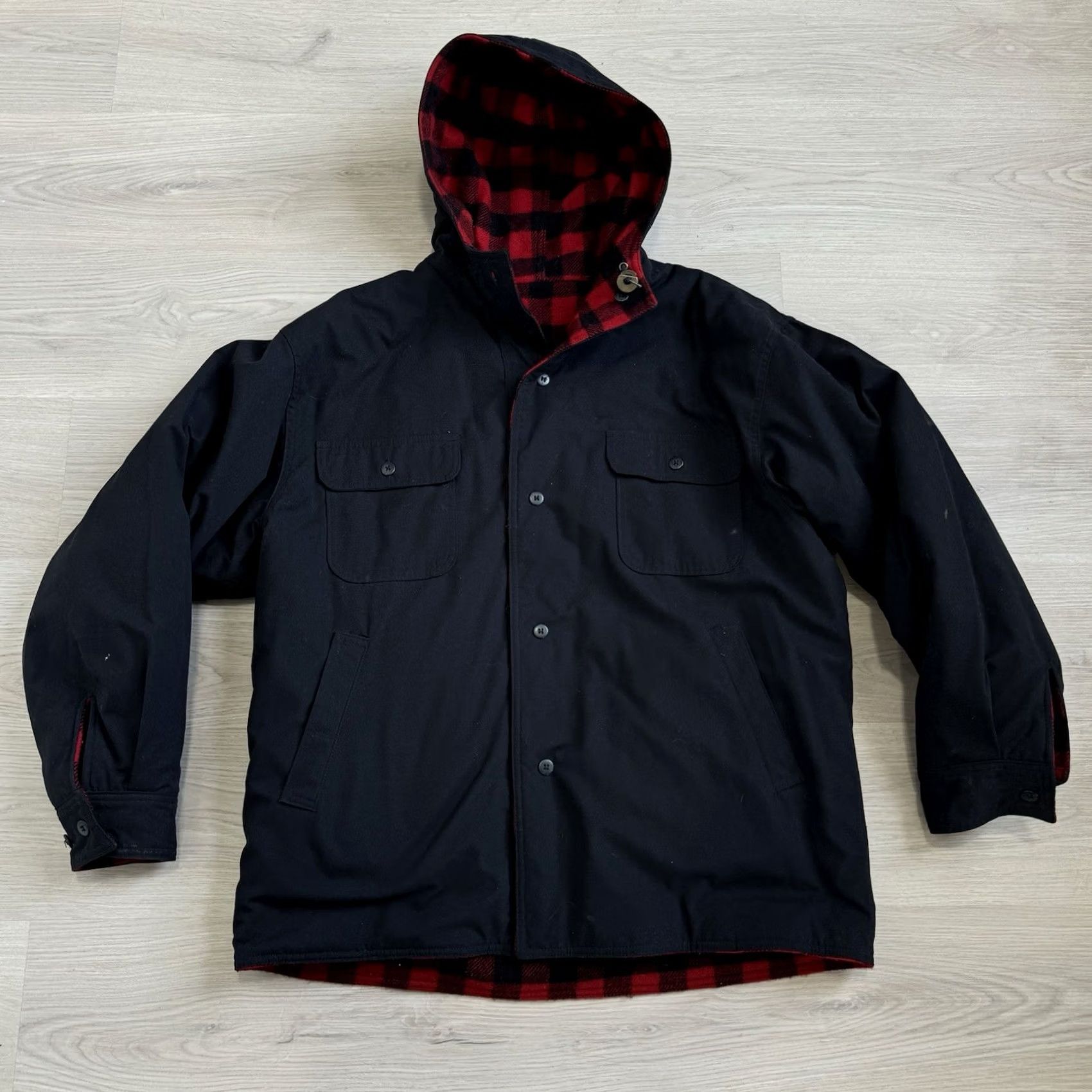 Vintage VINTAGE Woolrich Parka Jacket Reversible Plaid Wool Red Black Size L Men Size US L / EU 52-54 / 3 - 2 Thumbnail