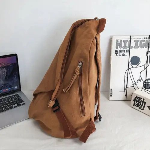 Japanese Brand Retro y2k irregular canvas backpack aesthetic Size ONE SIZE - 4 Thumbnail