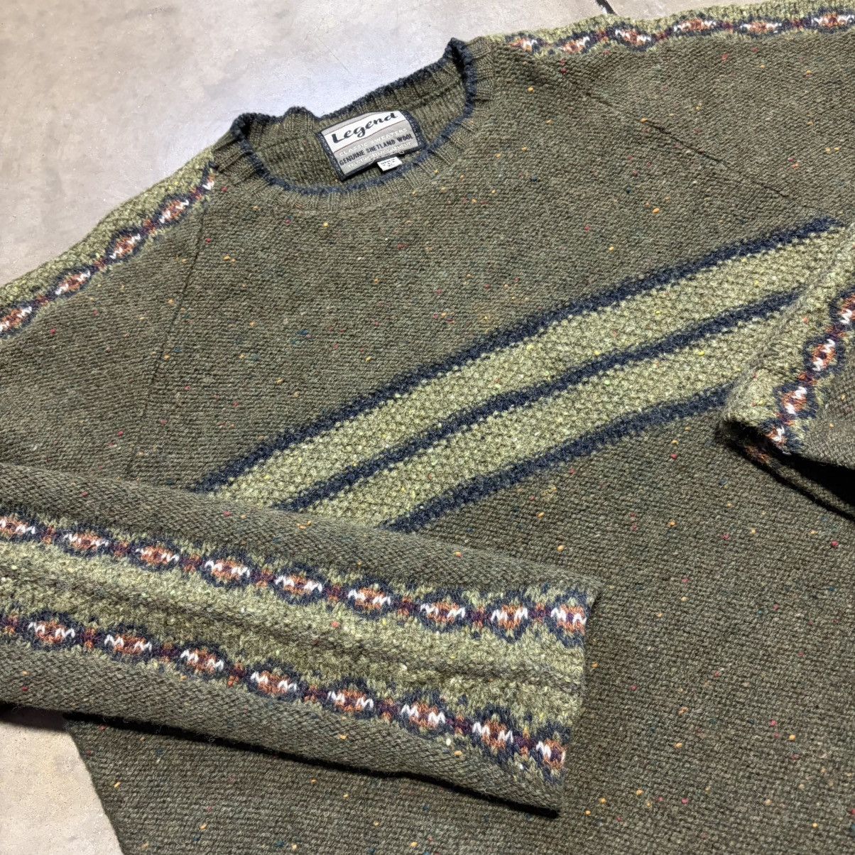 Vintage Vintage Legend Shetland Wool Sweater Striped Nordic 90s USA Size US XL / EU 56 / 4 - 4 Thumbnail