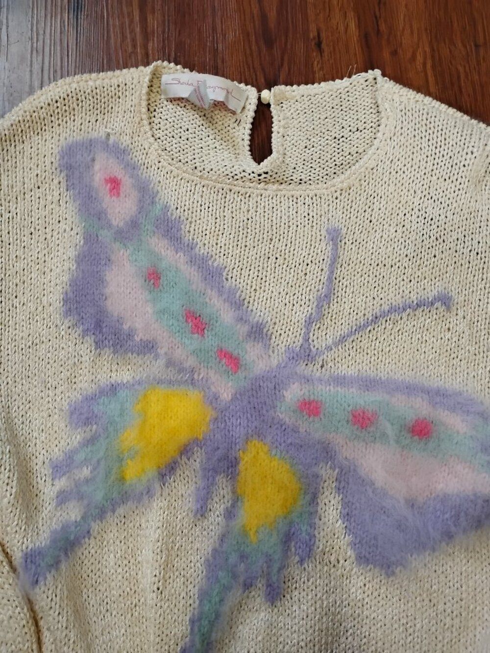 Other Vintage Sheila Raymond Butterfly Wool Sweater Size L / US 10 / IT 46 - 1 Thumbnail