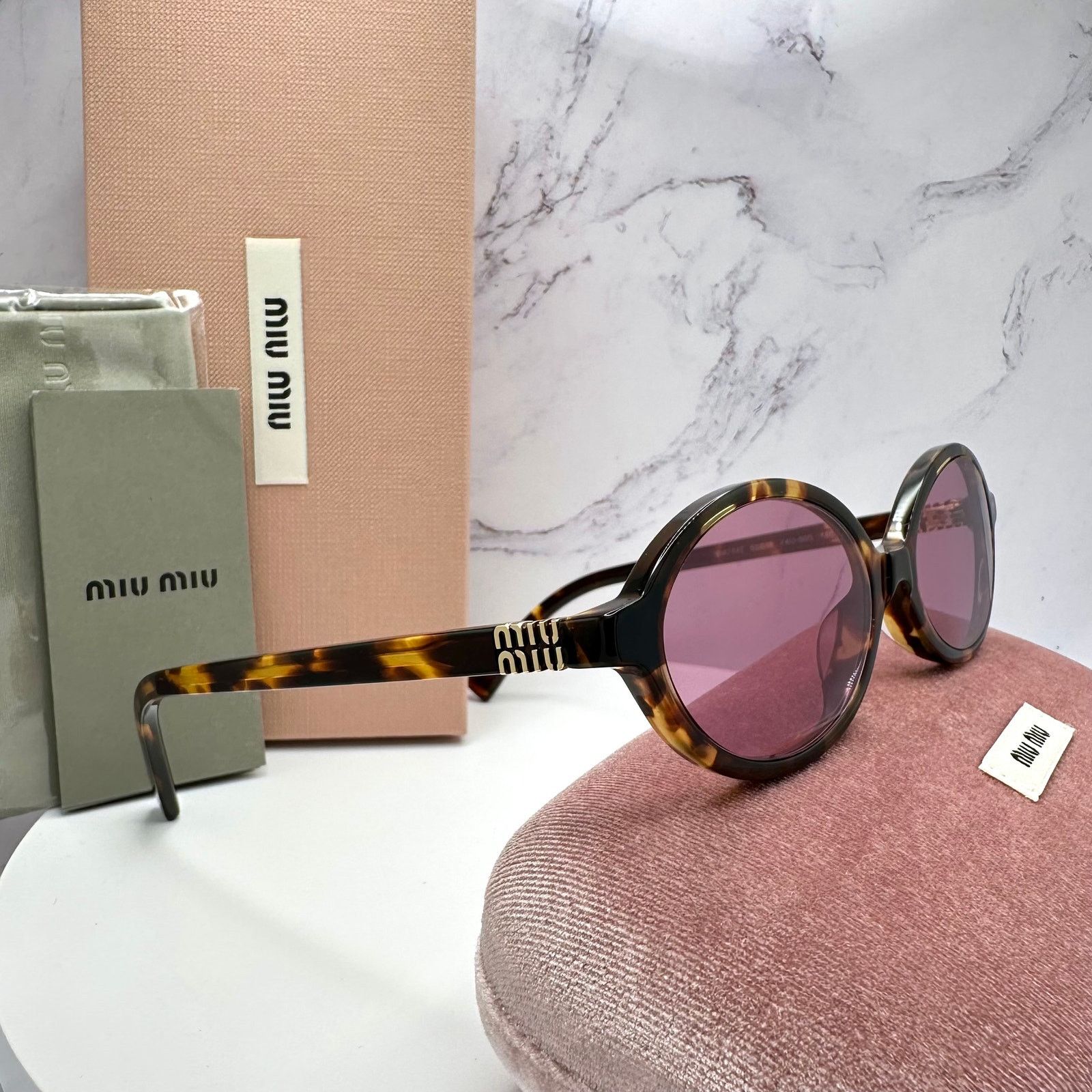 Miu Miu MIU MIU Sunglasses New Brown Gold Metal Logo Authentic Size ONE SIZE - 1 Thumbnail