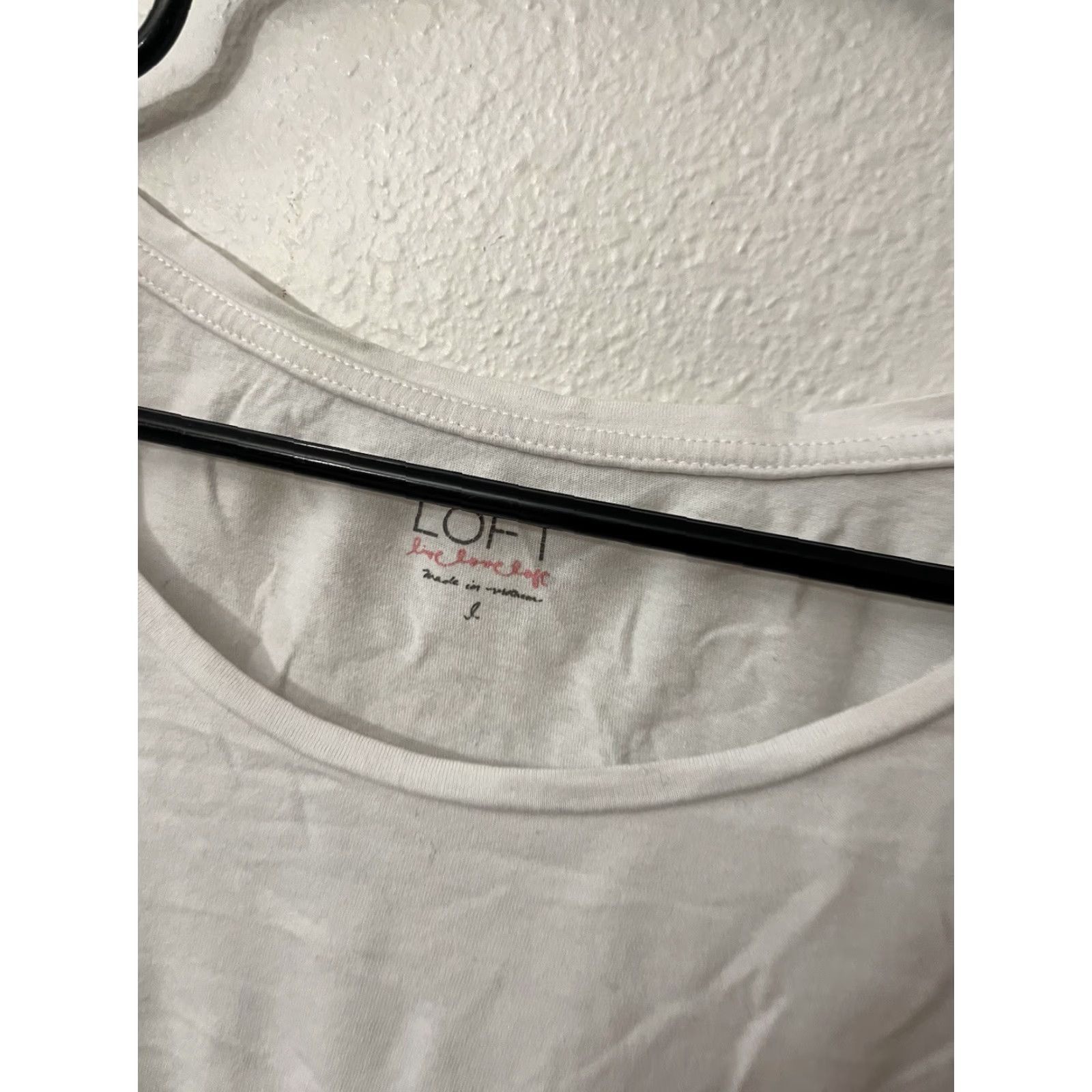 Ann Taylor Ann Taylor Loft Shirt Women Large White Cotton Blend Long Sleeve Round Neck Casual 90s American Womens Size L / US 10 / IT 46 - 2 Thumbnail