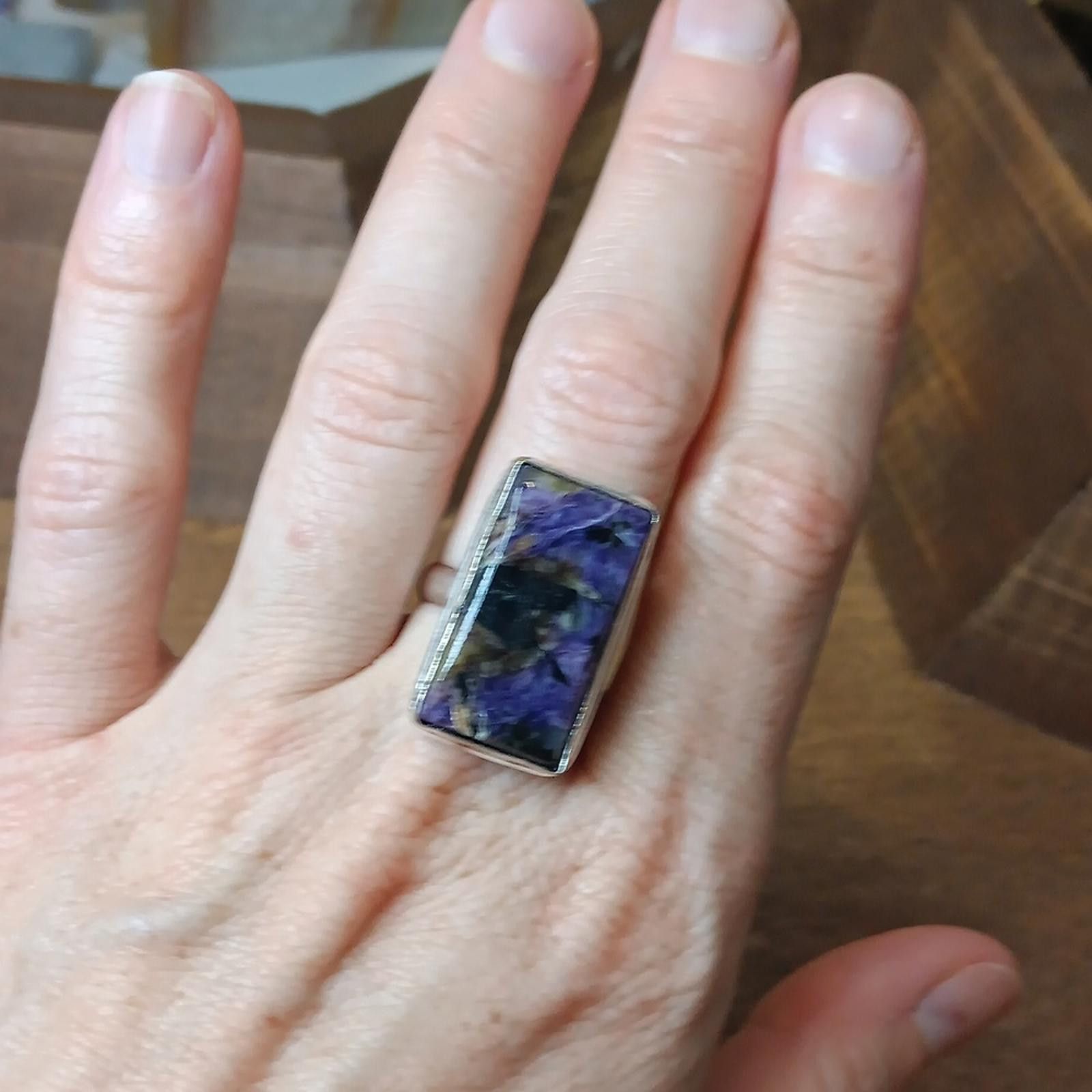 Designer Purple Charoite Stone Ring Size ONE SIZE - 3 Thumbnail