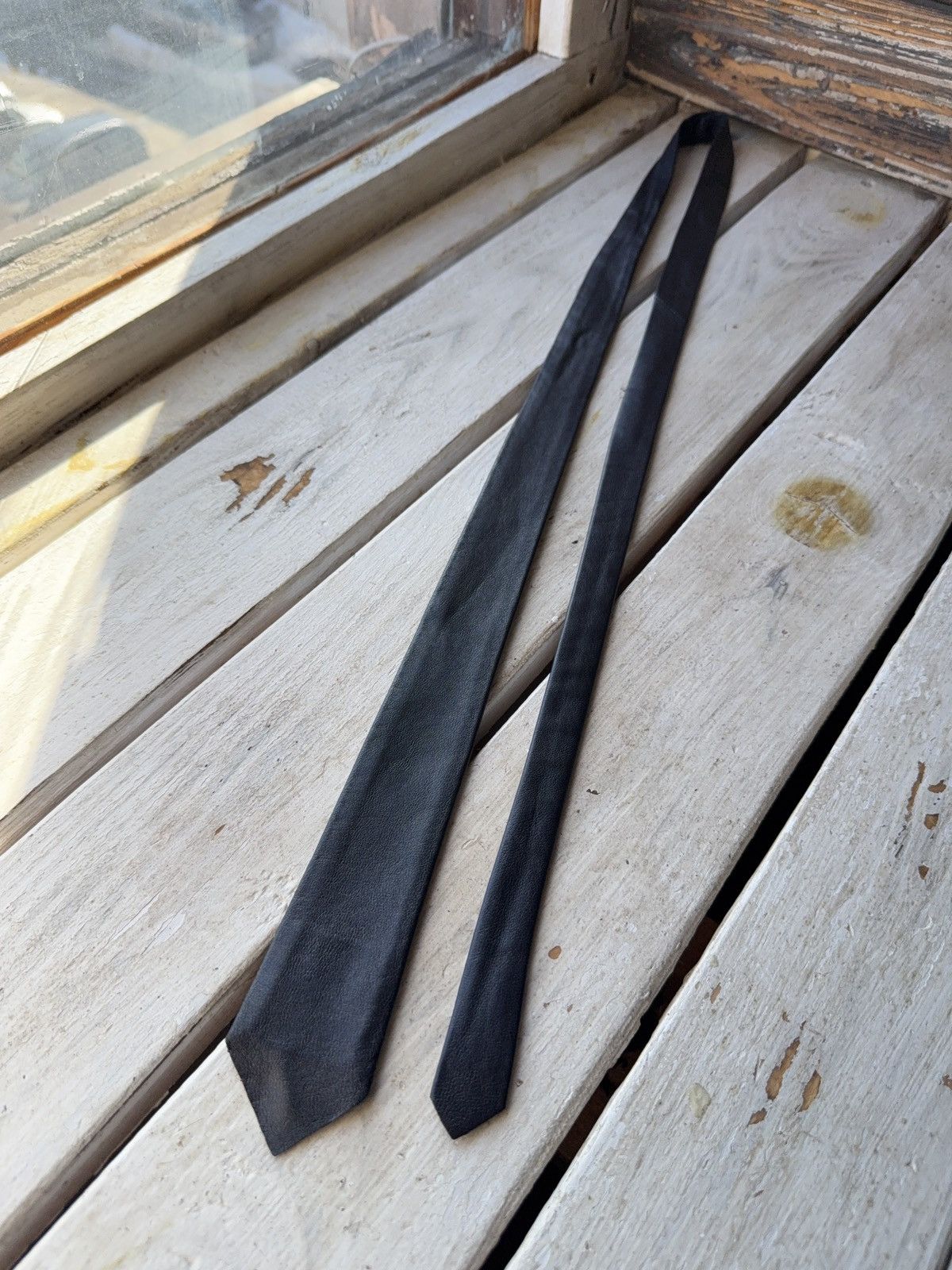 Japanese Brand Vntg Dark Blue W-Germany Leather Tie 90s Opium Rock Style Size ONE SIZE - 2 Thumbnail