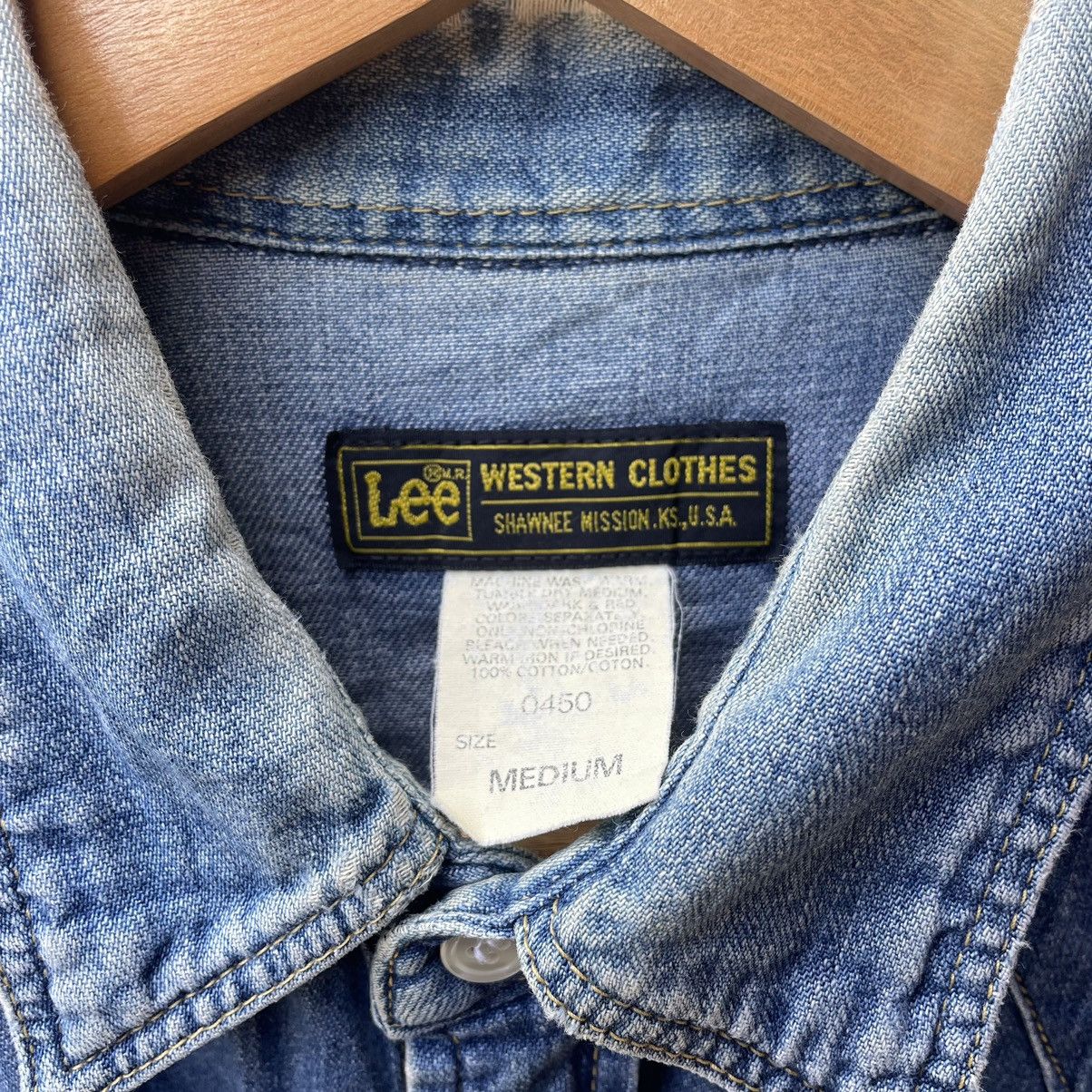 Lee × Vintage 🔥🔥Lee Stoned Wash Double Pocket Ripped Western Denim Shirts Size US L / EU 52-54 / 3 - 11 Thumbnail