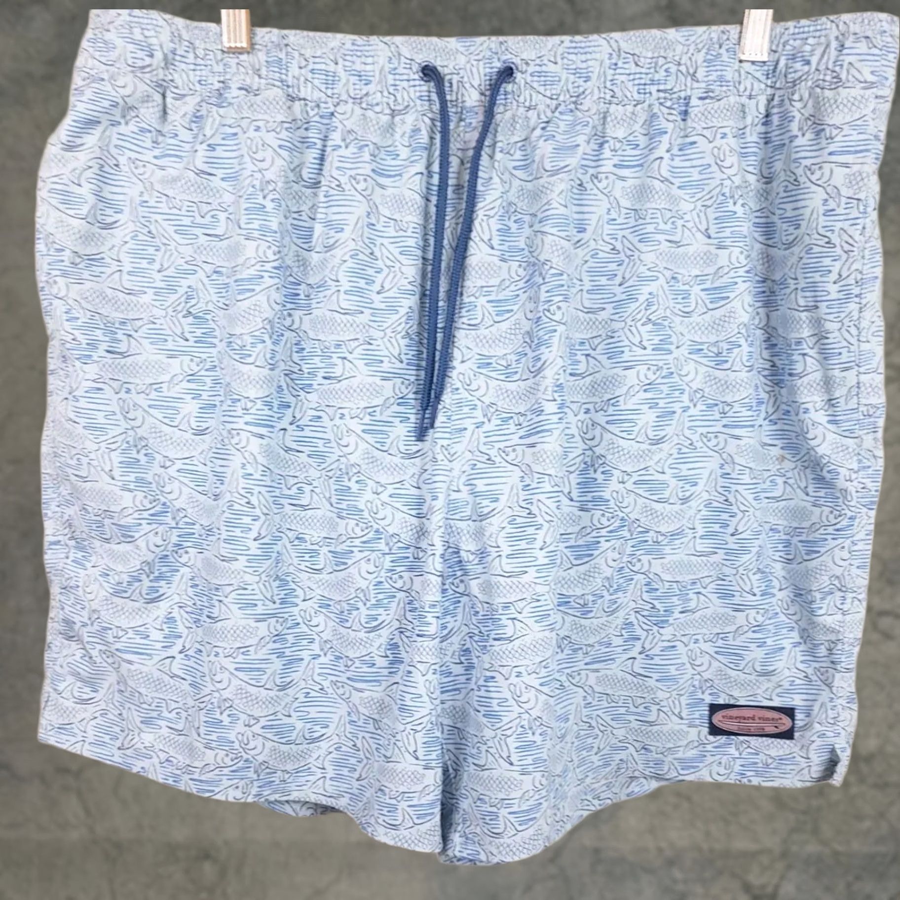 Vineyard Vines Vineyard Vines Mens Trunks Blue Lined All Over Pattern Fish Tarpon 2XL Size US 39 - 1 Thumbnail