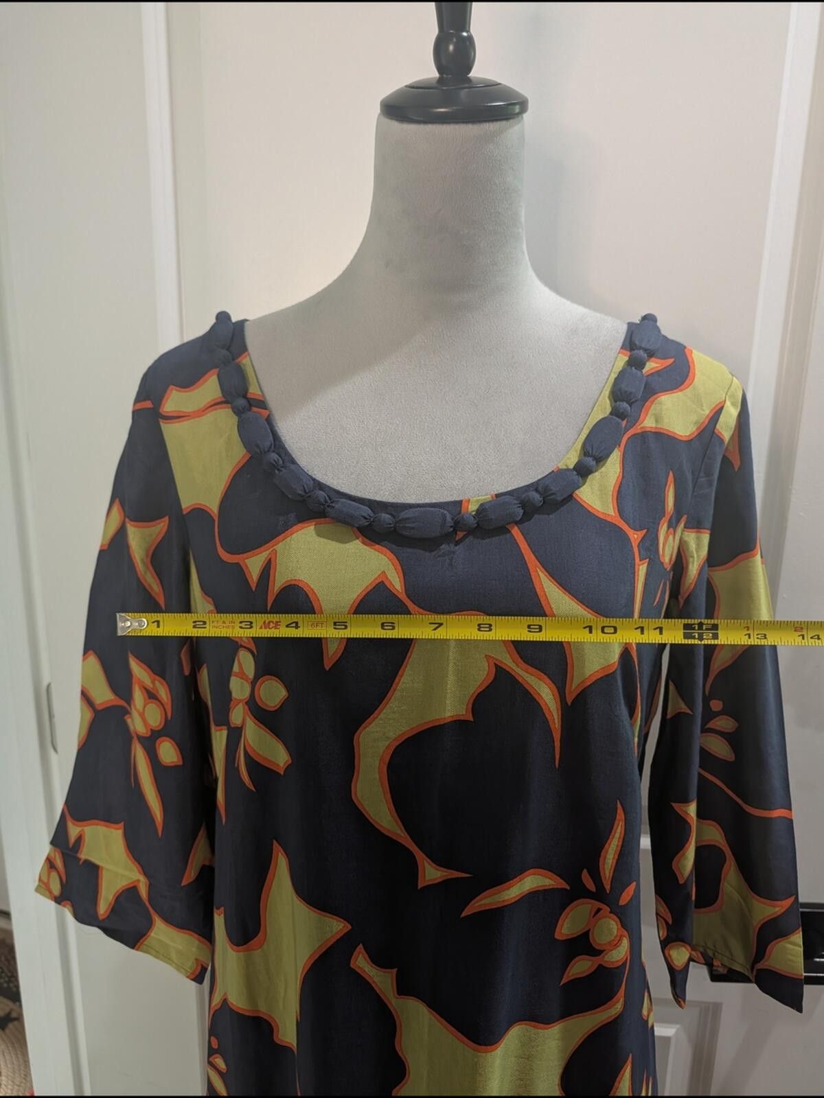 Other LOFT Navy Midi Dress with Yellow and Orange Floral Motif Size M / US 6-8 / IT 42-44 - 7 Thumbnail