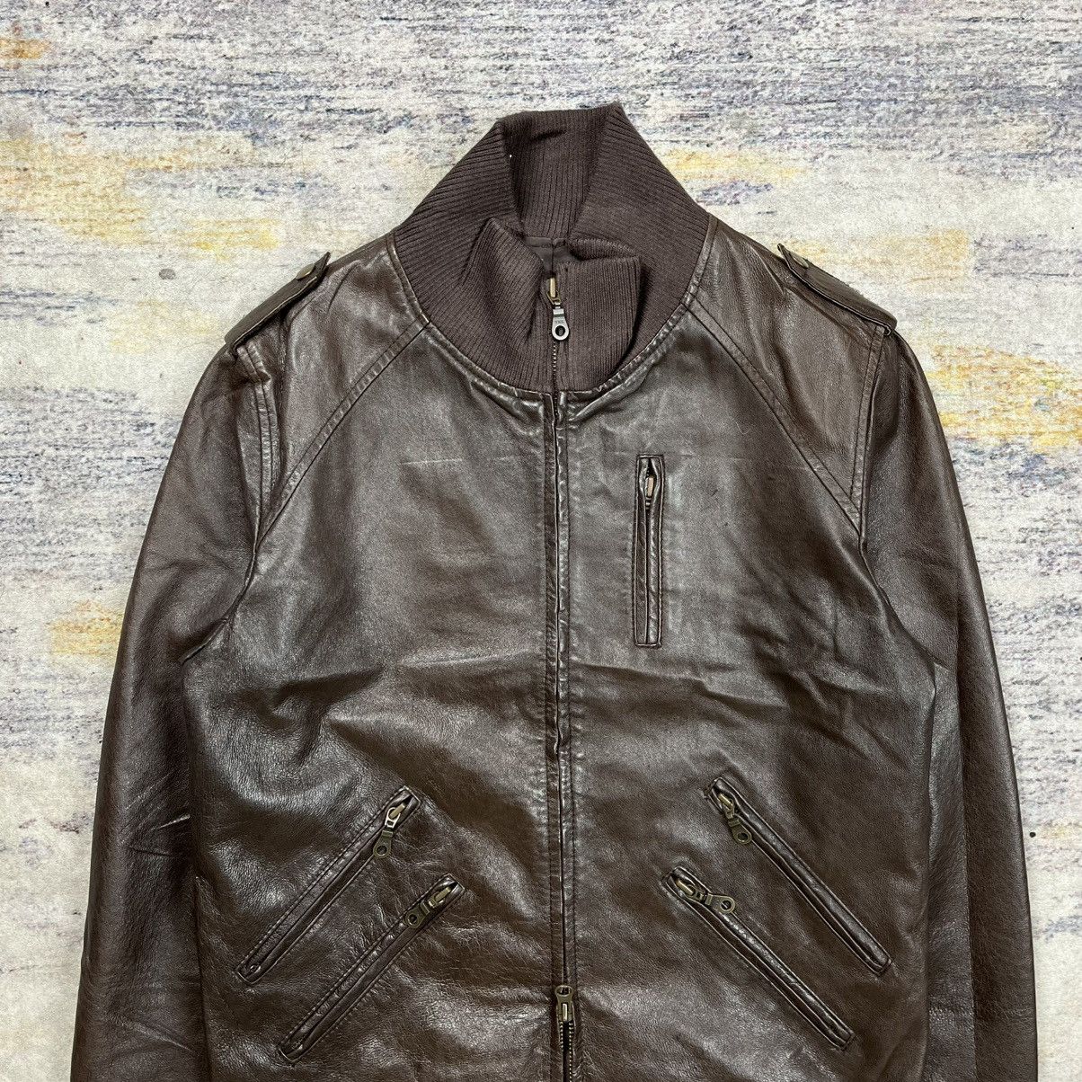 Isamu Katayama Backlash Slow Wear multi zipper bomber leather jacket Size US M / EU 48-50 / 2 - 4 Thumbnail