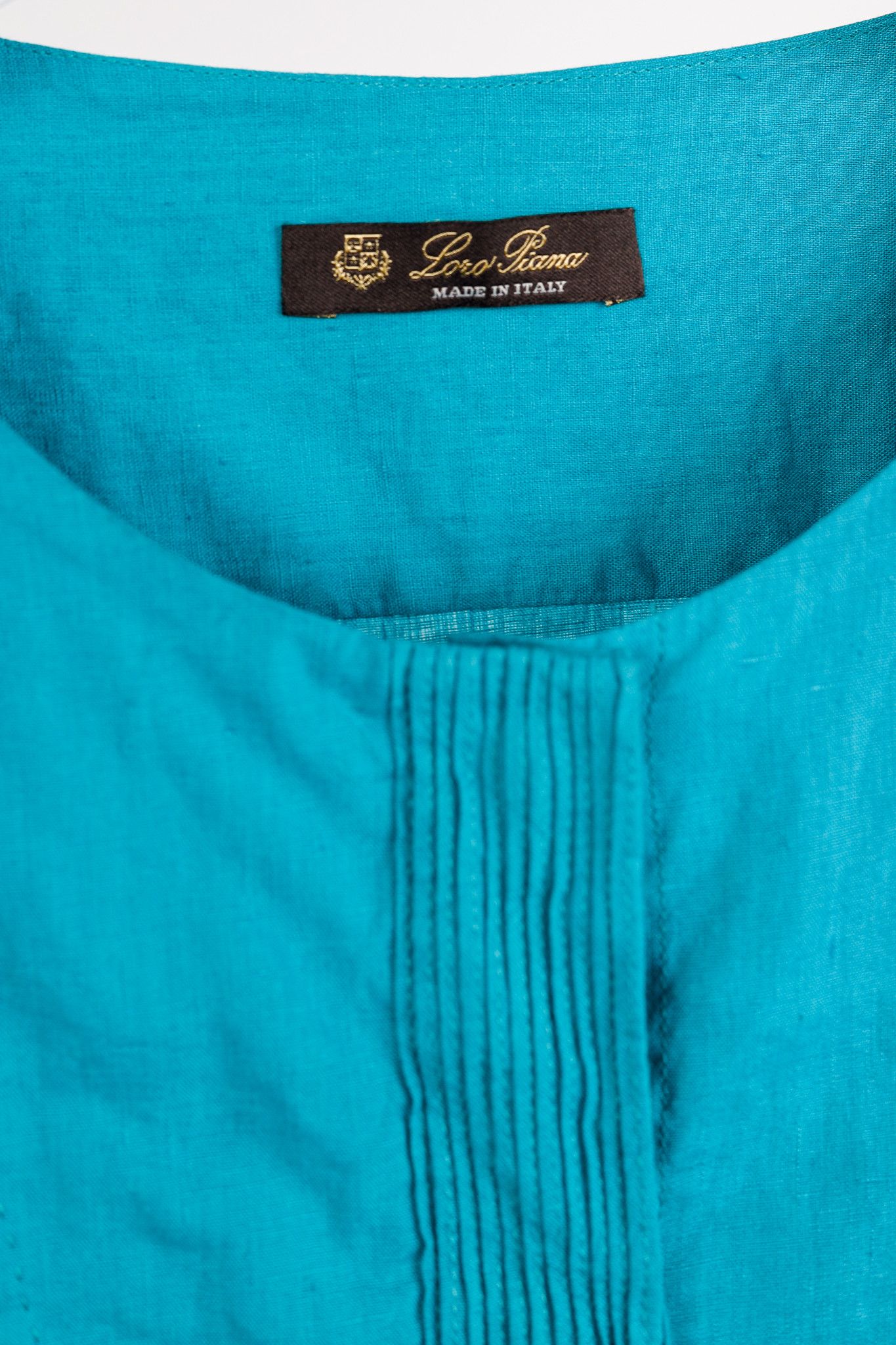Loro Piana Loro Piana Teal Linen Pintuck Bib Blouse Size S / US 4 / IT 40 - 4 Thumbnail