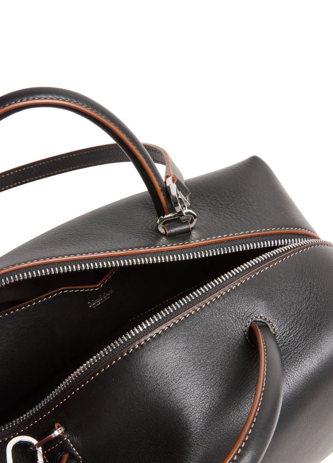 Max Mara MAX MARA Medium Black Leather Top Handle Holdall New Size ONE SIZE - 4 Thumbnail