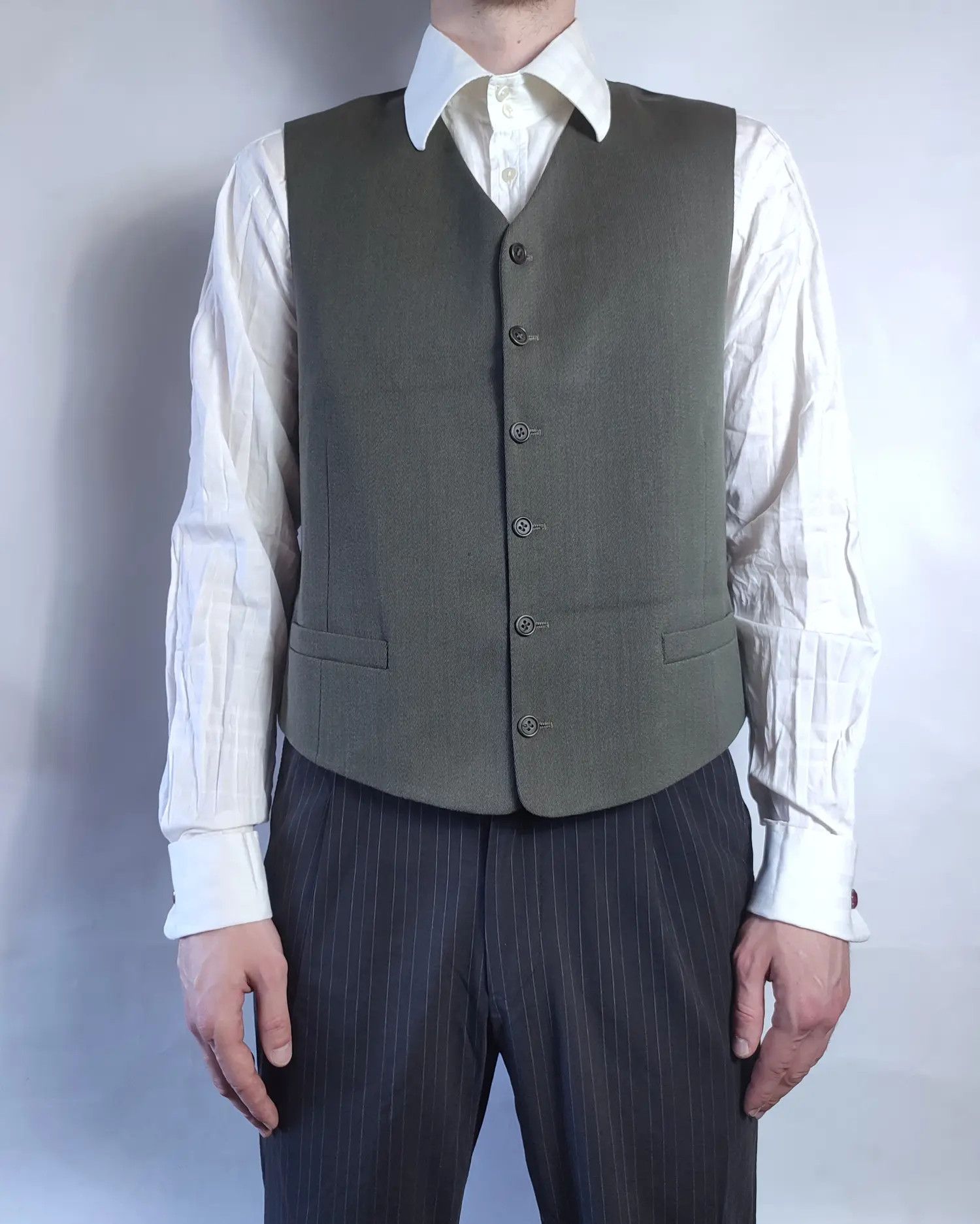Yves Saint Laurent YSL khaki wool suit vest Size 38R - 1 Thumbnail