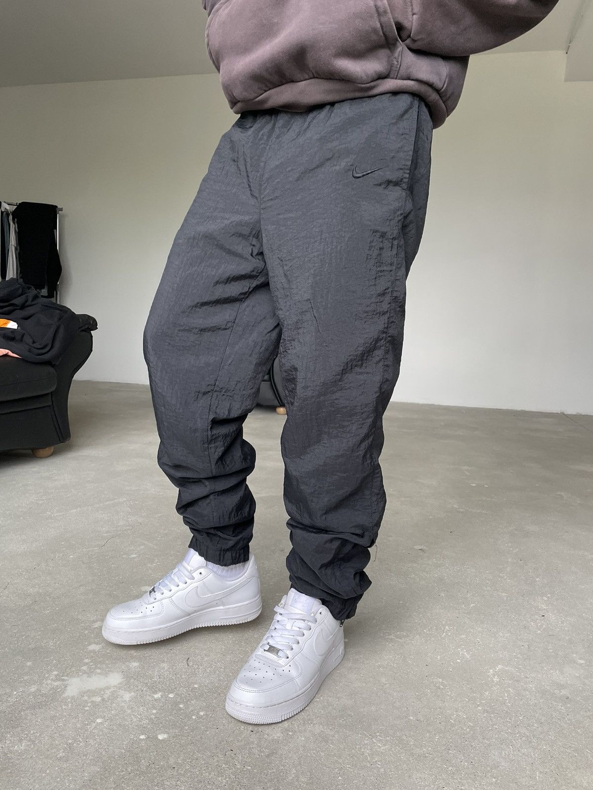 Vintage Nike nylon metal track pants black