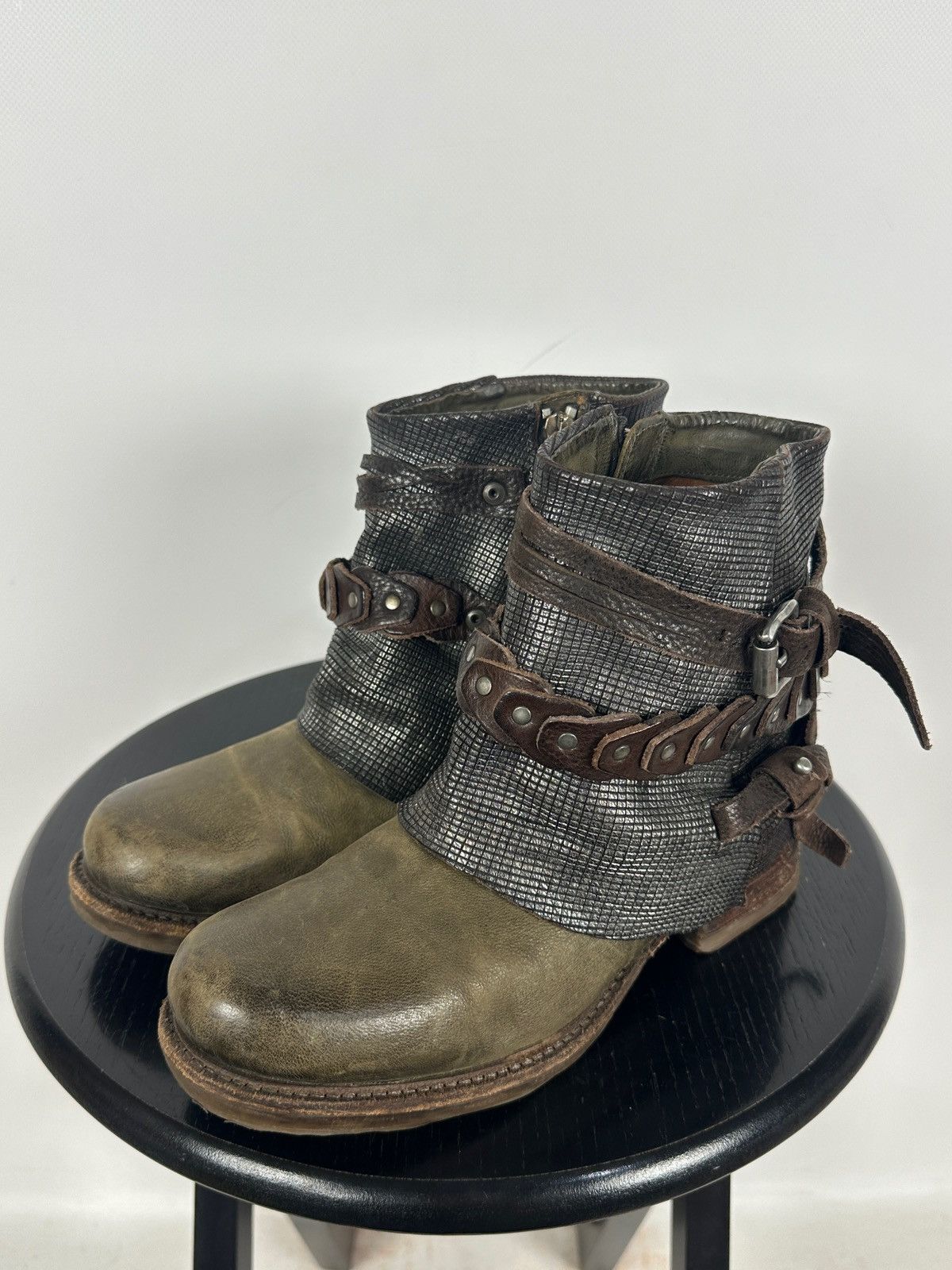 A.S.98 A.S.98. Airstep Leather Biker Ankle Studded Strap Boots Size US 6 / IT 36 - 6 Thumbnail