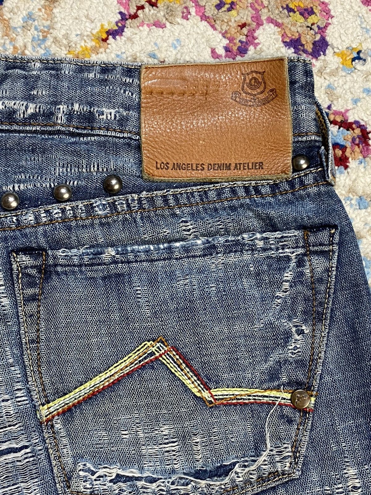 Other LA Denim Atelier Studs Ripped Flared Boot Cut Jeans Size US 30 / EU 46 - 6 Thumbnail