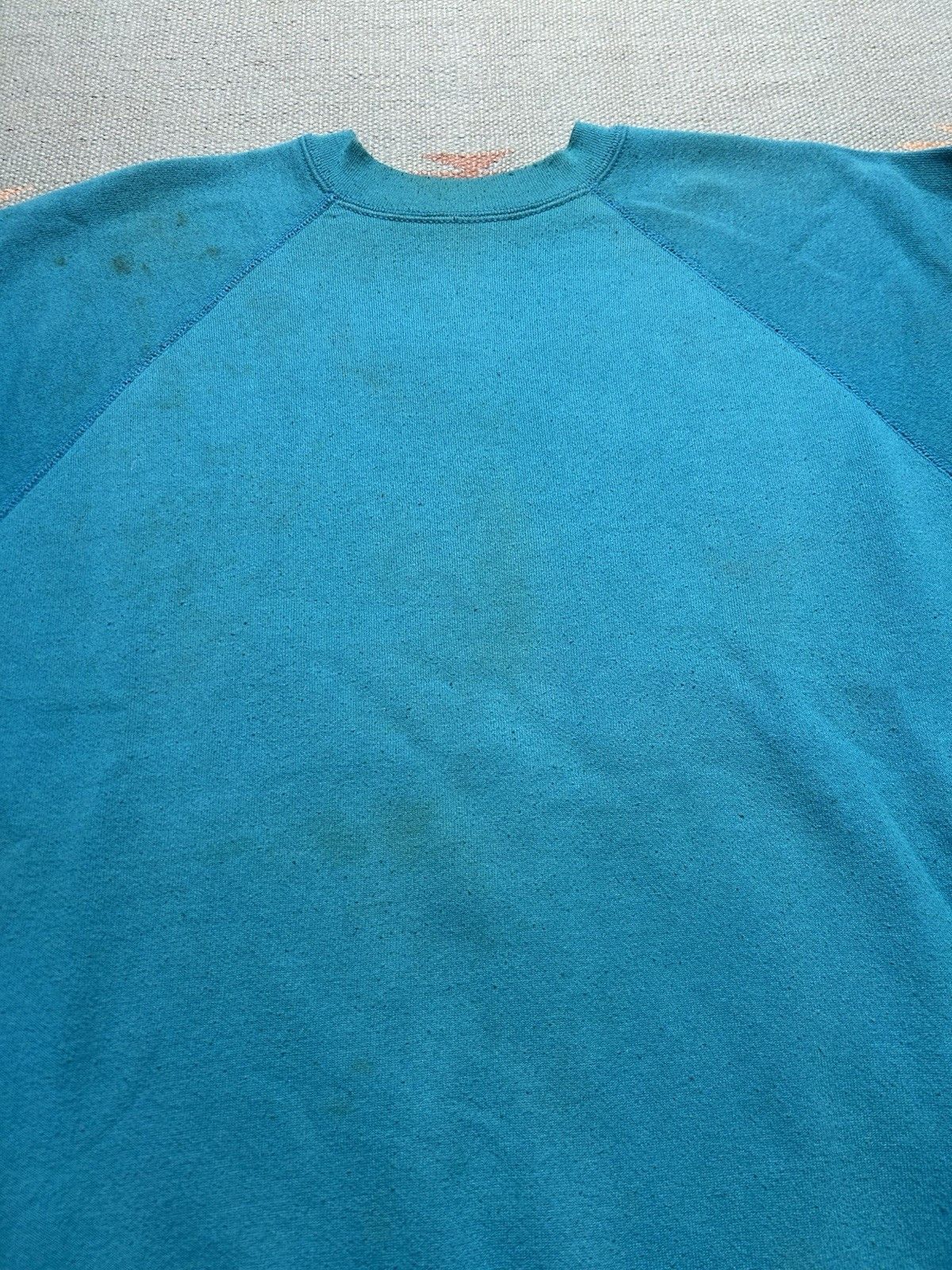Vintage Vintage 80s crewneck sweatshirt blank teal turquoise blue XL Size US XL / EU 56 / 4 - 3 Thumbnail