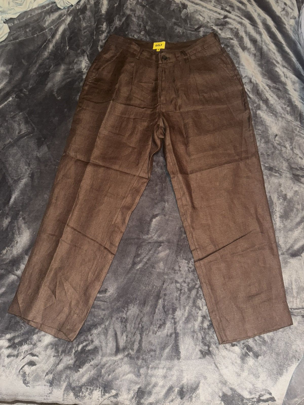 GOLFWANG GRAND LOGO LINEN TROUSER 32インチ Golf Wang Grand logo linen trouser-brown | Grailed