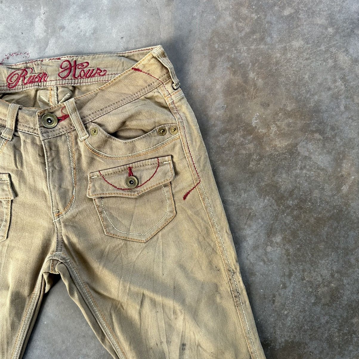 Japanese Brand Vintage Rush Hour Multi Pocket Casual Trousers Flare Pants Size US 26 / EU 42 - 5 Thumbnail