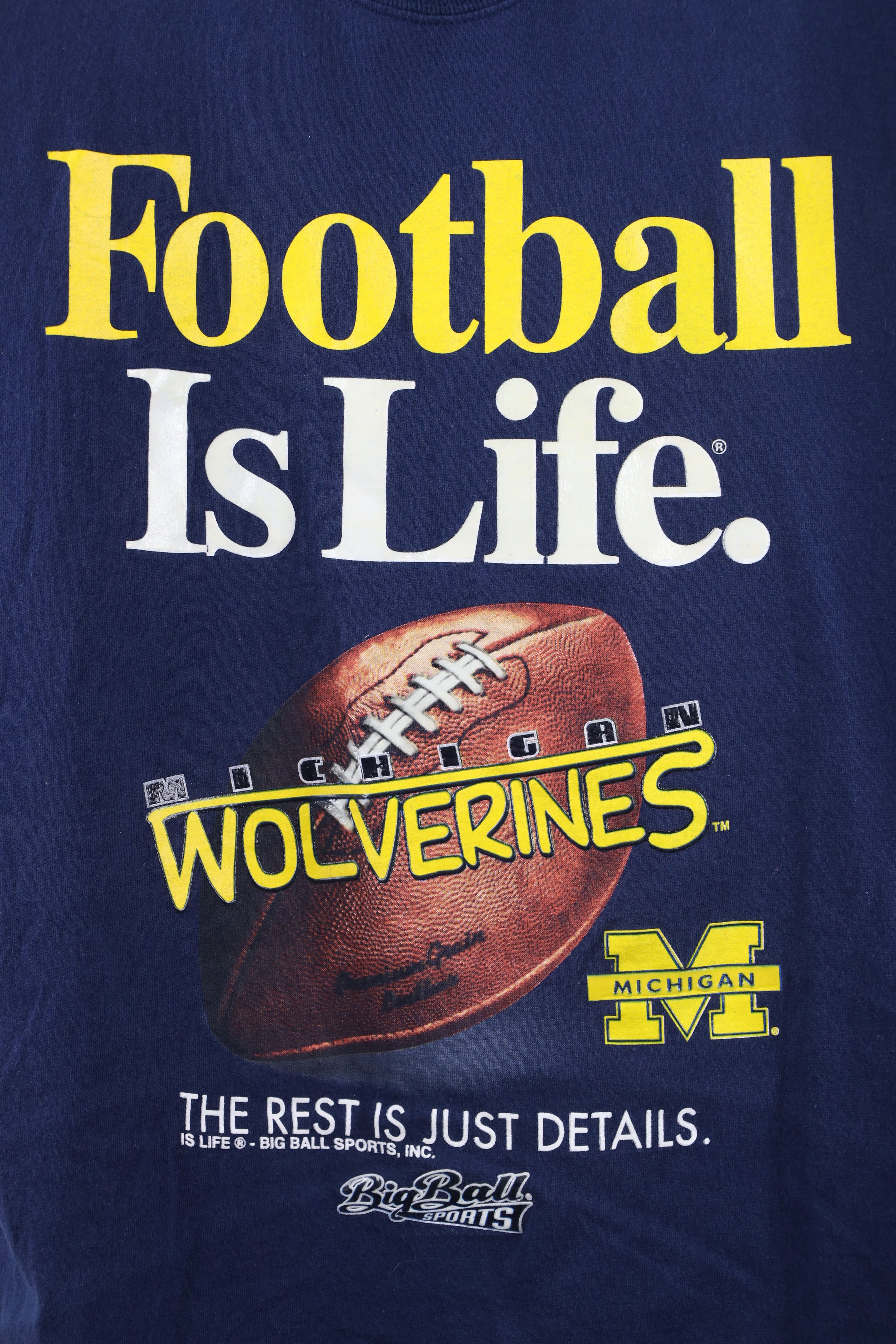 Vintage Vintage 90s Is Life University of Michigan Football T-Shirt Size US XL / EU 56 / 4 - 4 Thumbnail