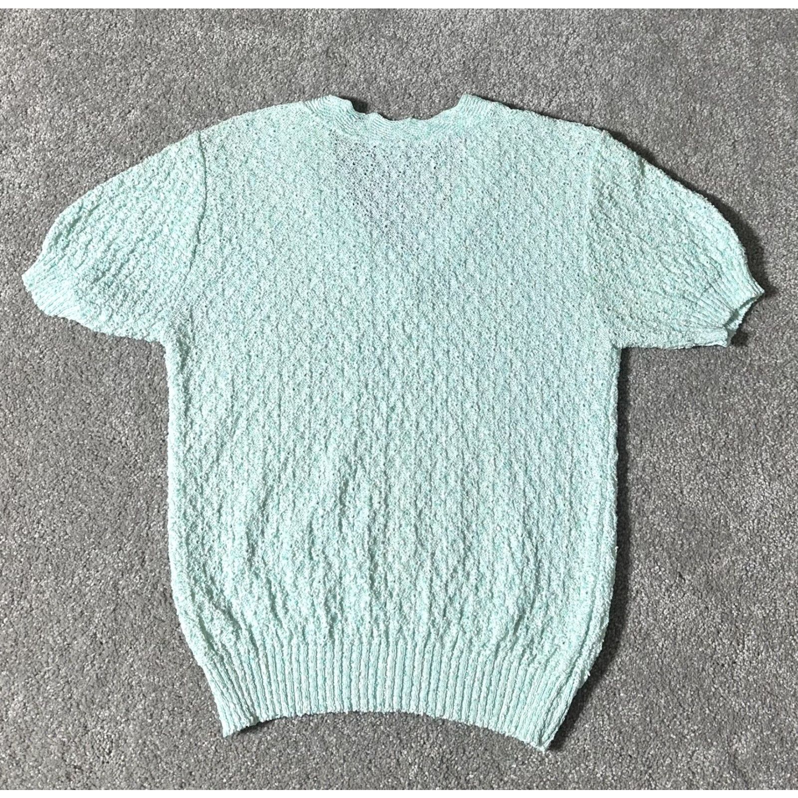 Vintage VINTAGE 1980s Popcorn Sweater Womens Small Grandma Soft Girl Mermaid Pastel Green Retro Secretary/Geek S Size S / US 4 / IT 40 - 2 Thumbnail