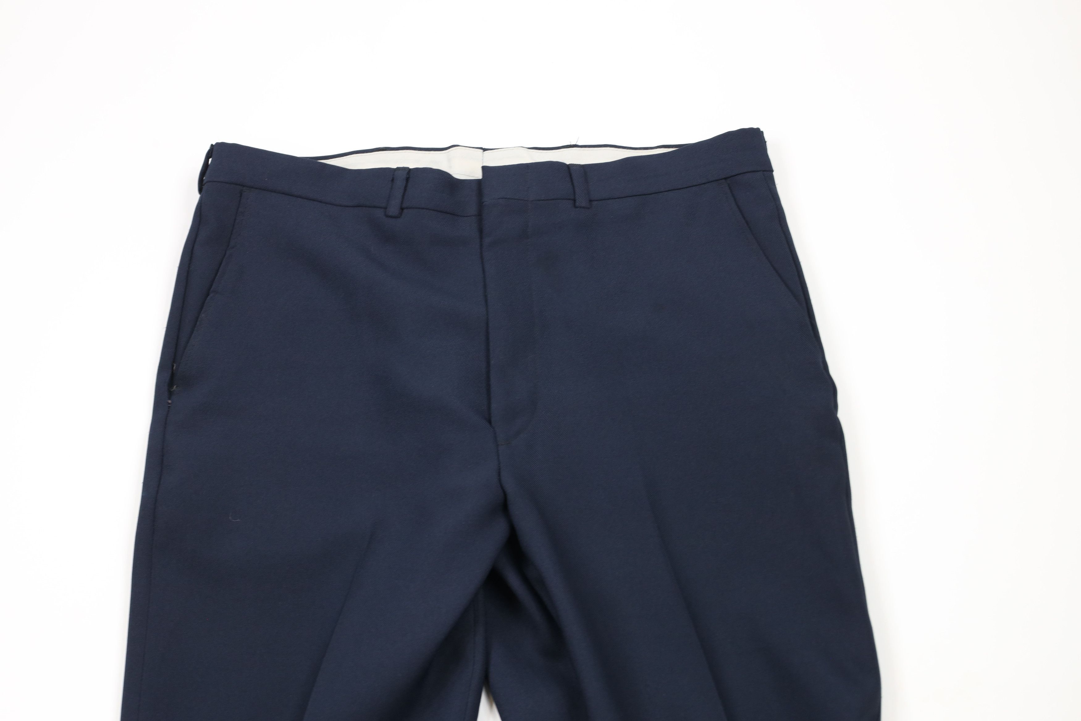 Vintage Vintage 70s Streetwear Flared Wide Leg Chino Pants Navy Blue Size US 35 - 2 Thumbnail