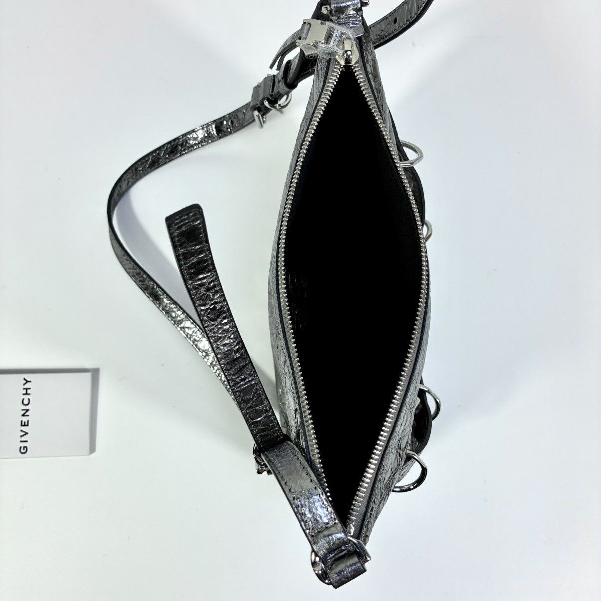 Givenchy Givenchy Small Voyou Laminated Leather Crossbody Bag Silver Size ONE SIZE - 12 Thumbnail
