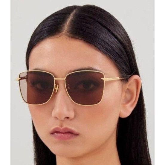 Bottega Veneta NEW BOTTEGA VENETA SUNGLASSES BV1237S 002 WOMEN GOLD EYEWEAR Size ONE SIZE - 3 Thumbnail