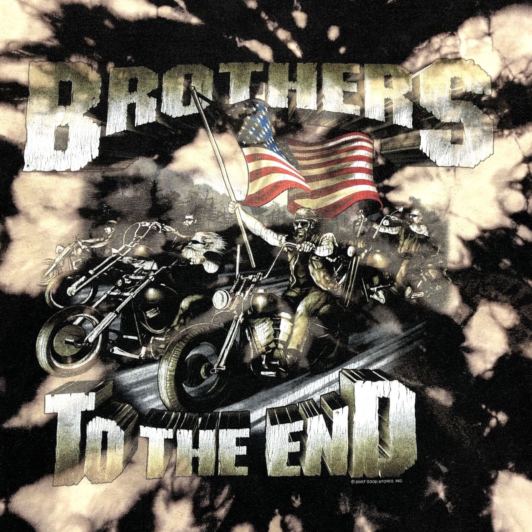 Vintage Vtg Alstyle Apparel & Activewear Brothers to the End Motorcycle Tie Dye Acid Wash 2007 Shirt Mens XL Black 100% Cotton Knit T-Shirt 90s Biker Mens XL Size US XL / EU 56 / 4 - 2 Thumbnail