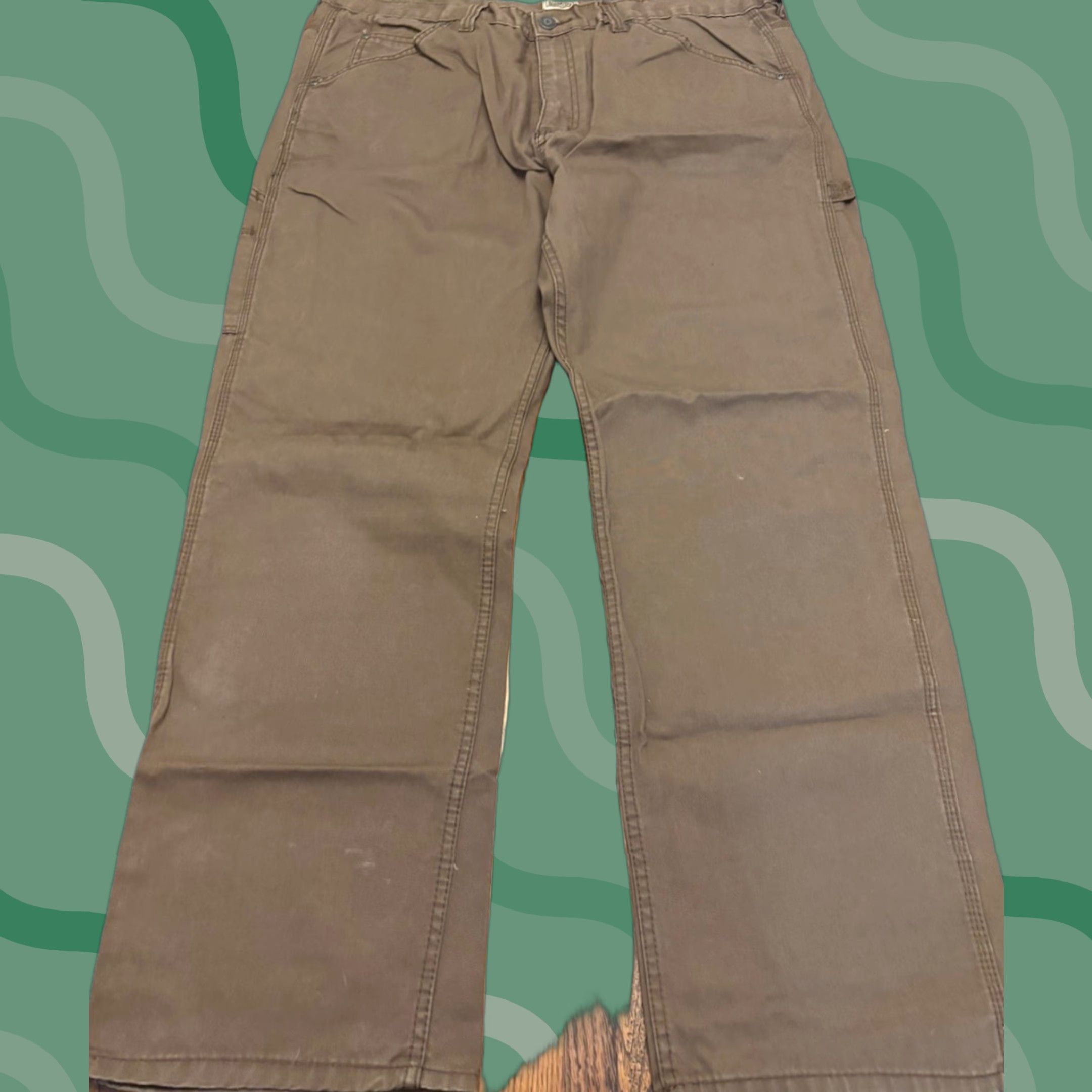 Vintage CE Schmidt Workwear Utility Jeans Mens 42X 34 Canvas Brown Relaxed Fit Comfort Flex Belt Loops Logo 42 Inseam 34 Size US 42 / EU 58 - 1 Thumbnail