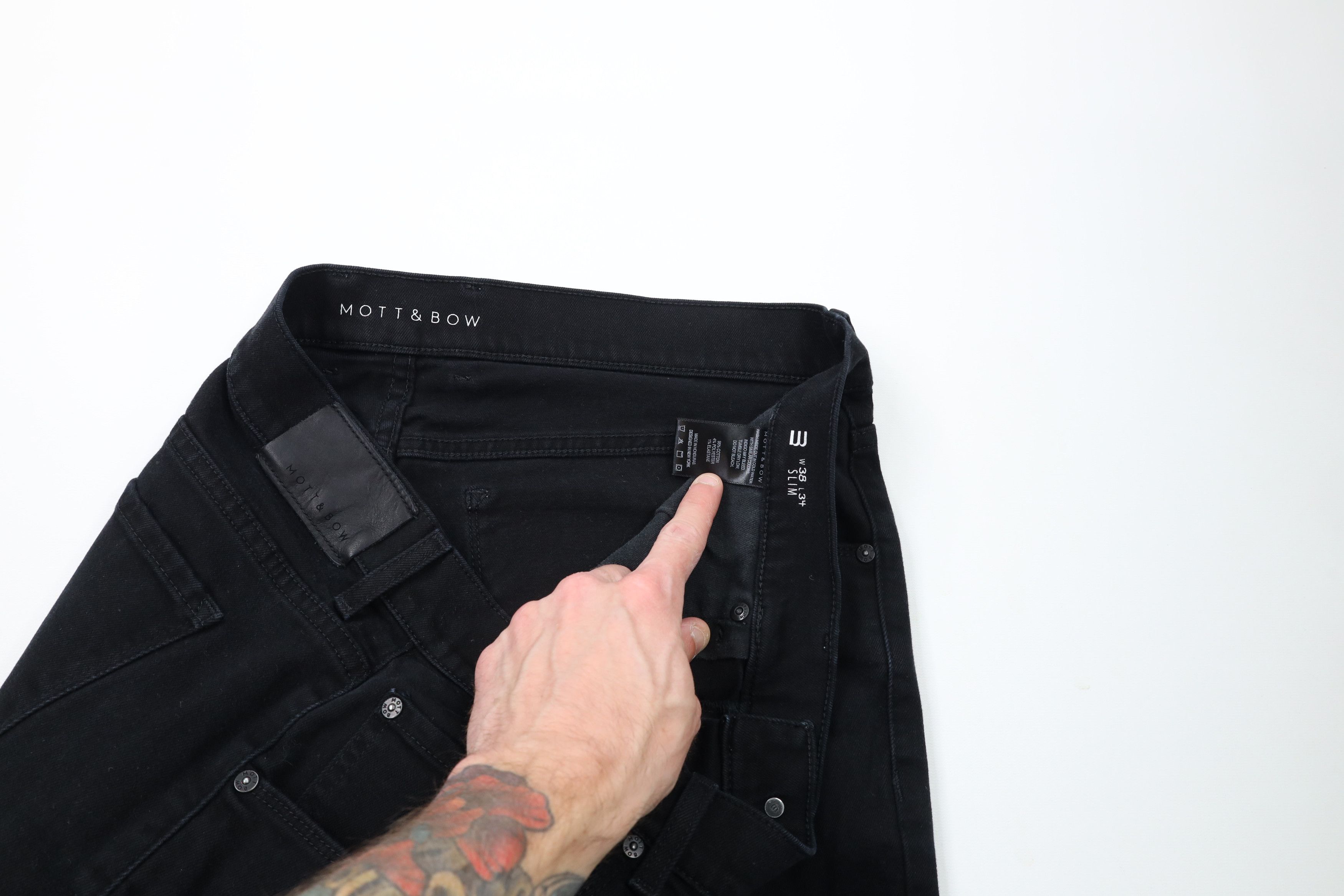 Mott & Bow × Vintage Mott & Bow Mens Stretch Slim Fit Denim Jeans Pants Black Size US 38 / EU 54 - 7 Thumbnail