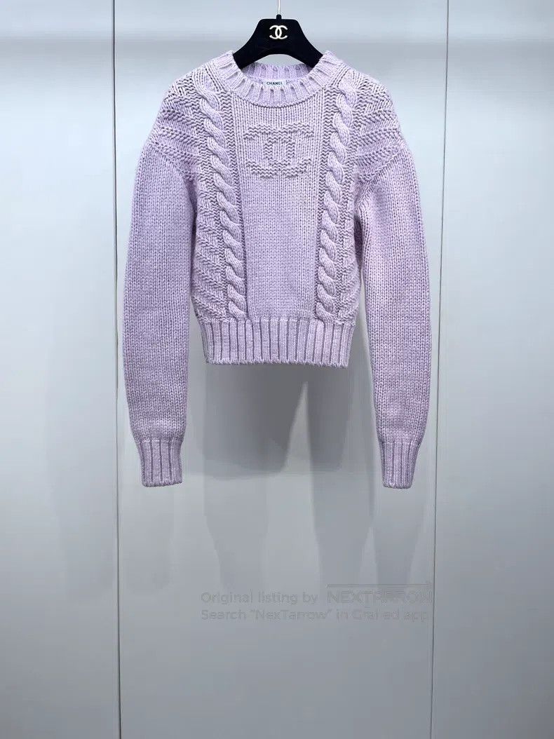 Chanel Chanel Pink-purple cashmere knitted jacquard sweater Size XXS / US 00 / IT 34 - 1 Thumbnail