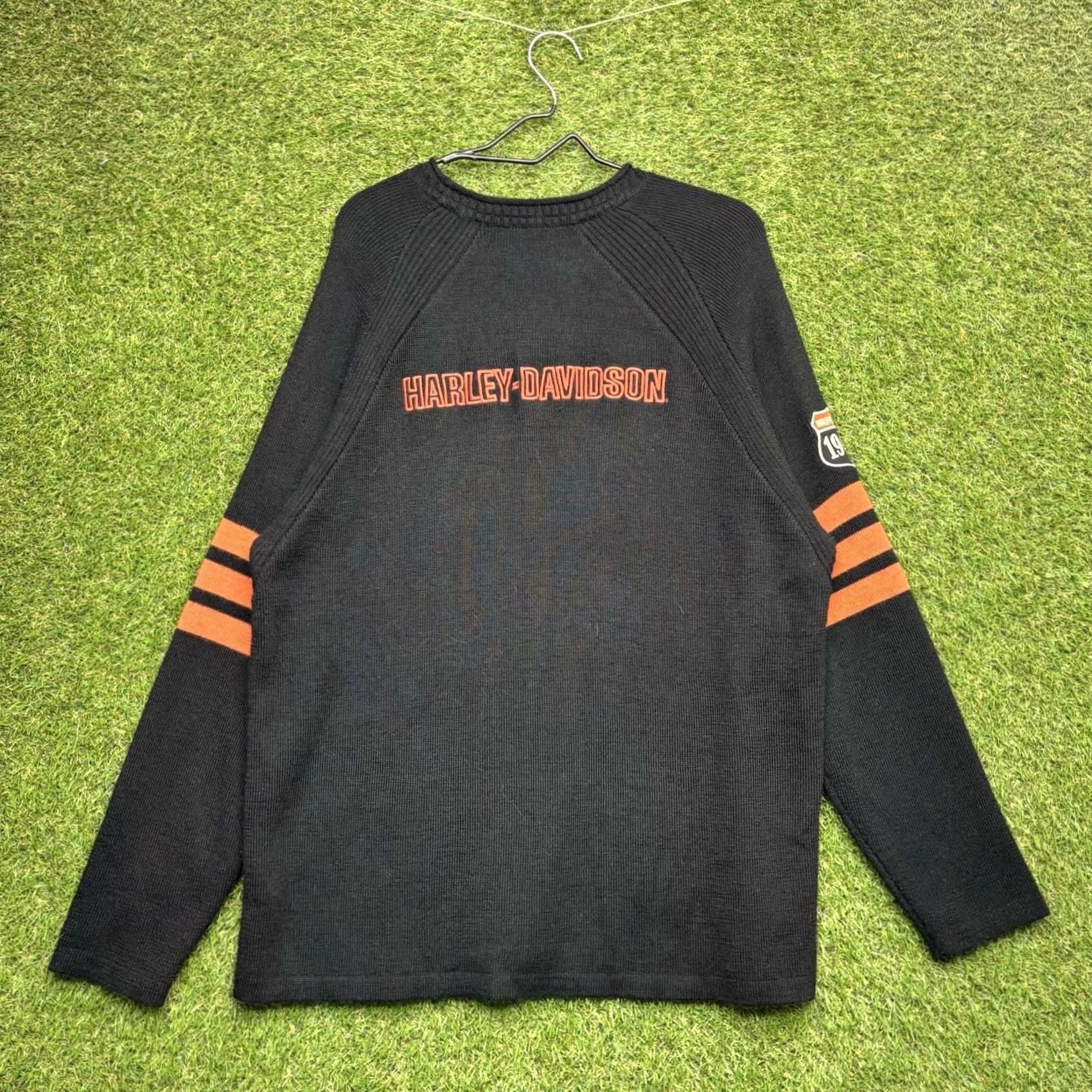 Harley Davidson Harley-Davidson Men Black Long Sleeve Crew Neck American Pullover Sweater XL Knit Cotton Logo Casual Winter Fall Vintage No Size US XL / EU 56 / 4 - 2 Thumbnail