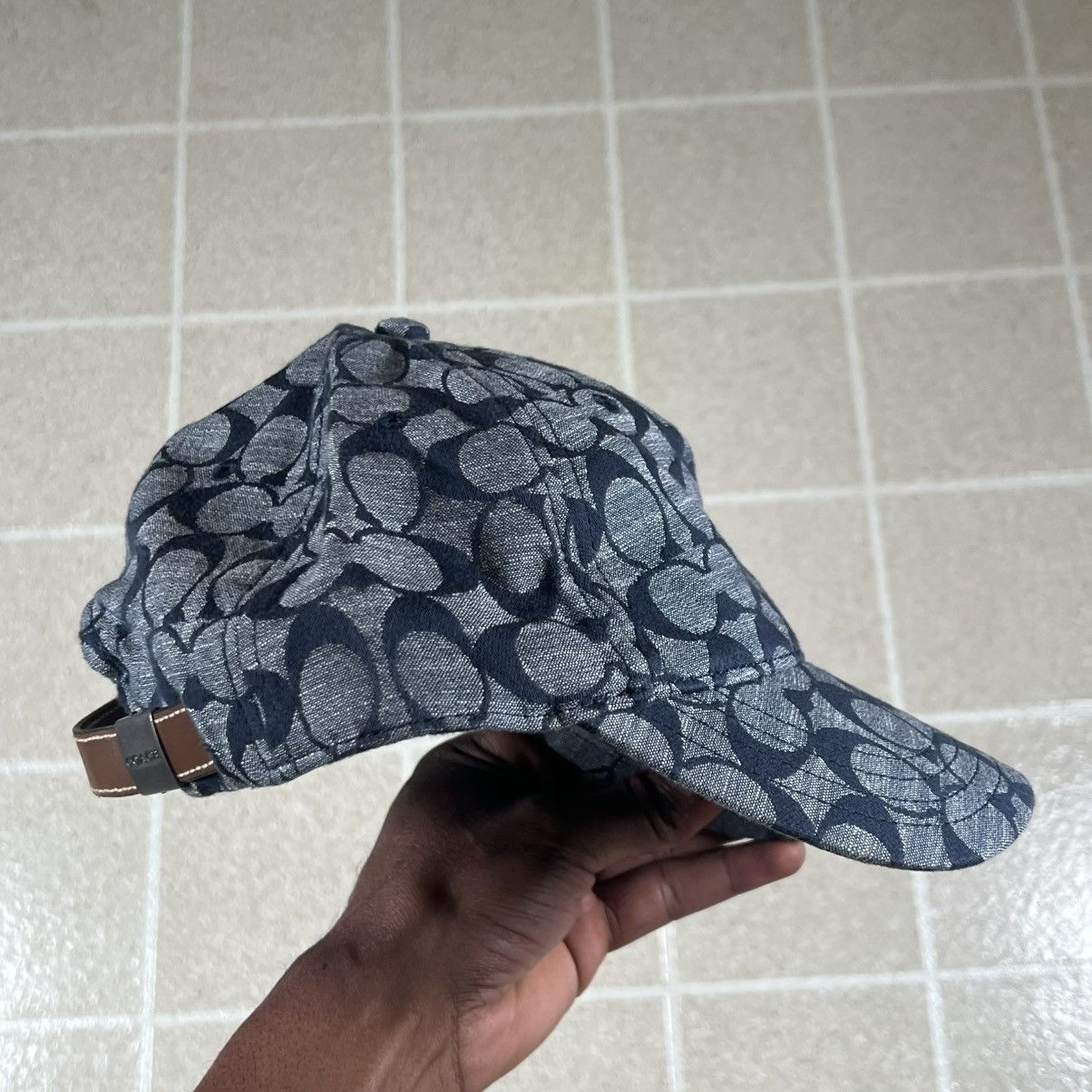 Coach COACH ALLOVER SIGNATURE LOGO JACQUARD BASEBALL CAP HAT Blue Size ONE SIZE - 4 Thumbnail