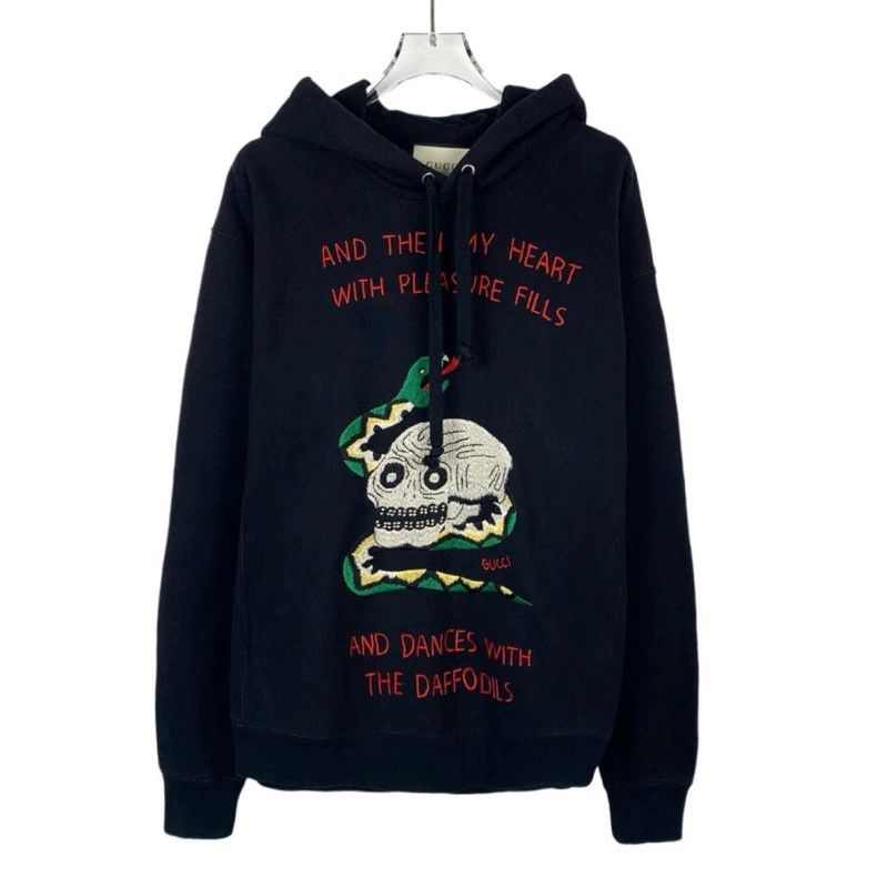 Gucci Gucci Skull and Snake Embroidery Hooded Black Cotton Long-s Size US M / EU 48-50 / 2 - 1 Thumbnail
