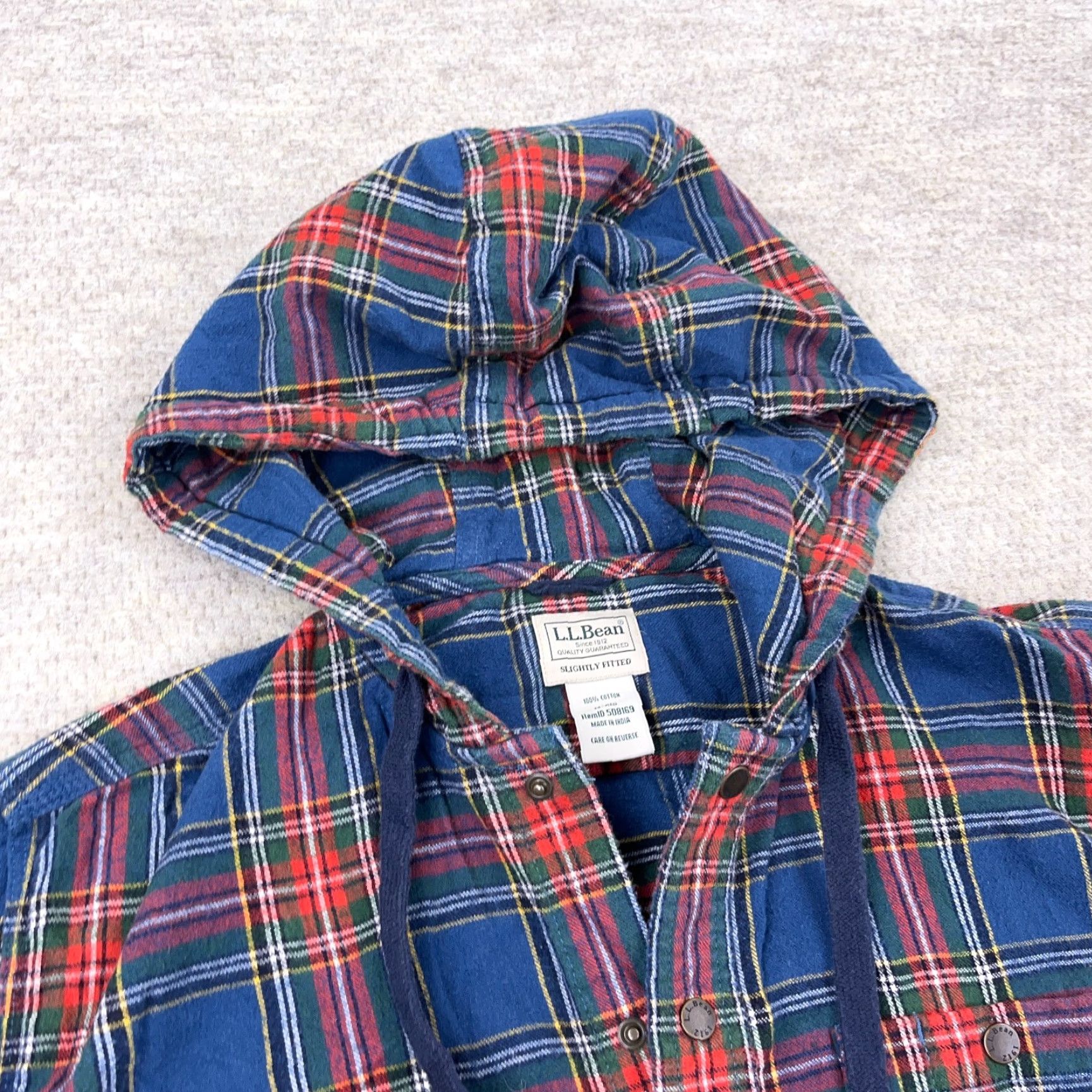 Vintage LL Bean Shacket Men M Blue Red Flannel Shirt Jacket Hooded Snap Unlined Casual Workwear Travel Plaid Jacket Mens Size US M / EU 48-50 / 2 - 3 Thumbnail