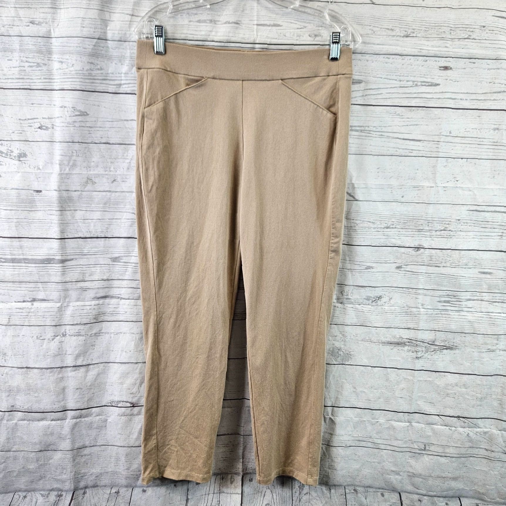 Vintage Chico's Travelers Womens Cropped Pants Sz 6 Tan Pull On Mid Rise Pants Crop Womens 6 Travel Brown Nylon Rayon Spandex Flat Front Dry Clean Only Size 28" / US 6 / IT 42 - 2 Thumbnail