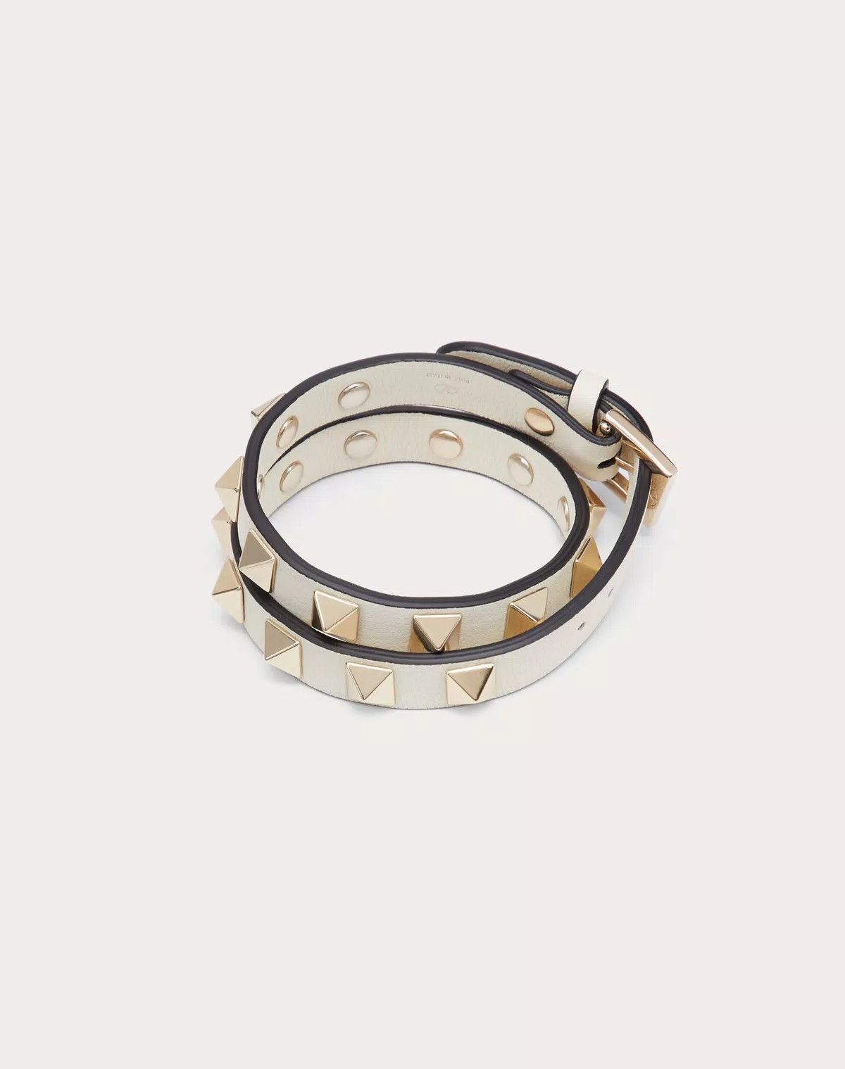 Valentino oc11z0725 Size:OS/Calfskin Double-Strap Bracelet in White Size ONE SIZE - 3 Thumbnail
