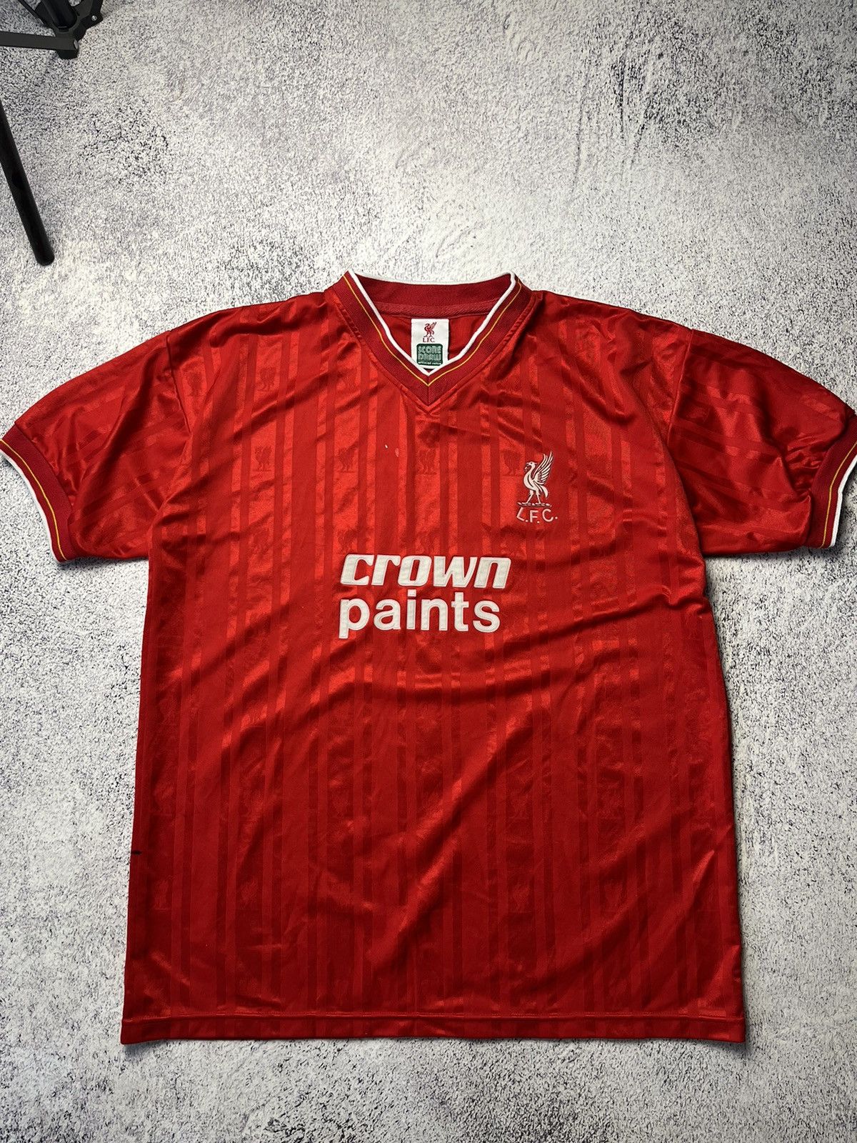 Vintage Liverpool 1982 Score Draw Football Shirt Mens Top Jersey Size US L / EU 52-54 / 3 - 4 Thumbnail