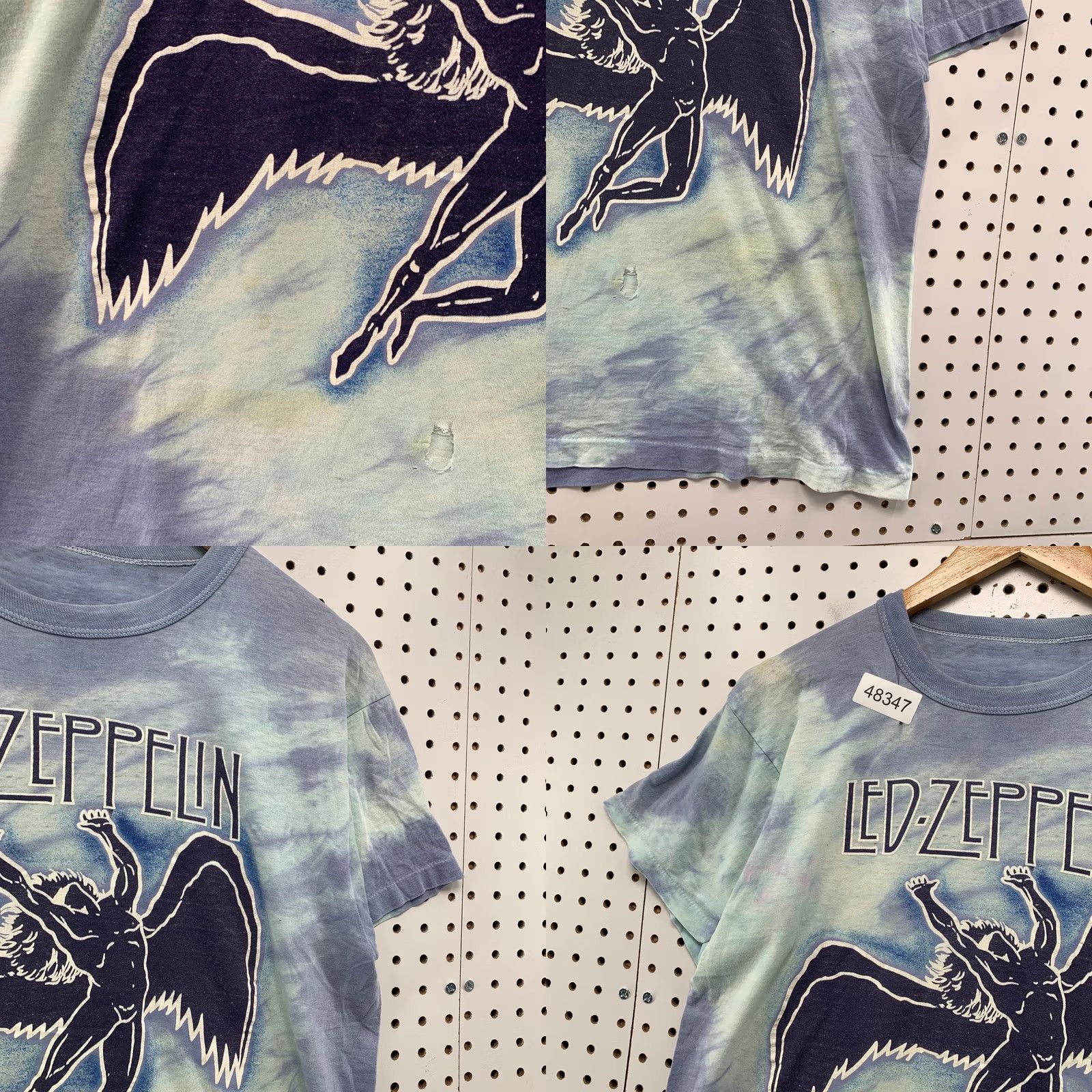 Vintage VINTAGE Led Zeppelin Graphic T Shirt Mens XL Blue Tie Dye Icarus Swan Song Rock Size US XL / EU 56 / 4 - 8 Thumbnail