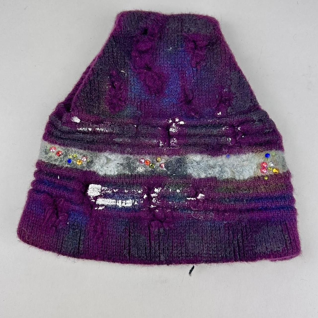 Other ASTROBOI* Maroon Woolen Grunge Rhinestone Beanie Size ONE SIZE - 3 Thumbnail
