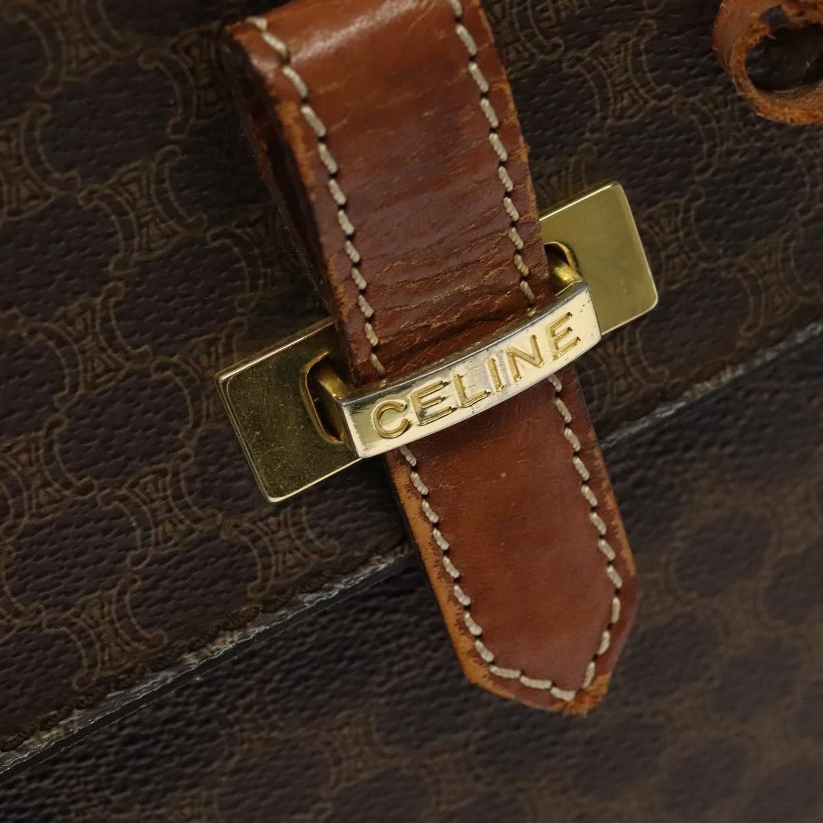 Celine CELINE Macadam Canvas Business Bag Pvc Leather Brown Gold Size ONE SIZE - 9 Thumbnail
