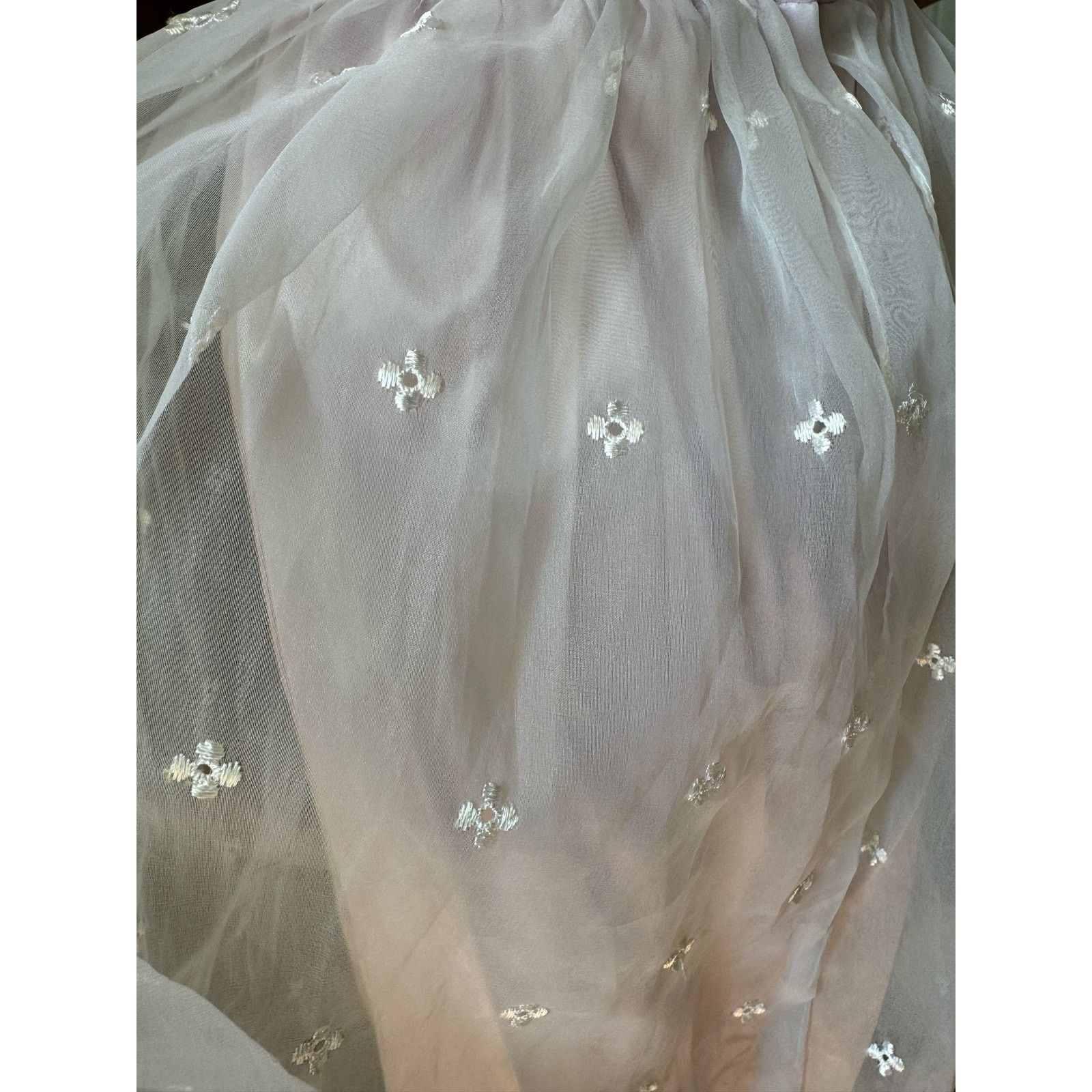 Vintage American vtg pink white sheer eyelet bridesmaid prom dress Size S / US 4 / IT 40 - 7 Thumbnail