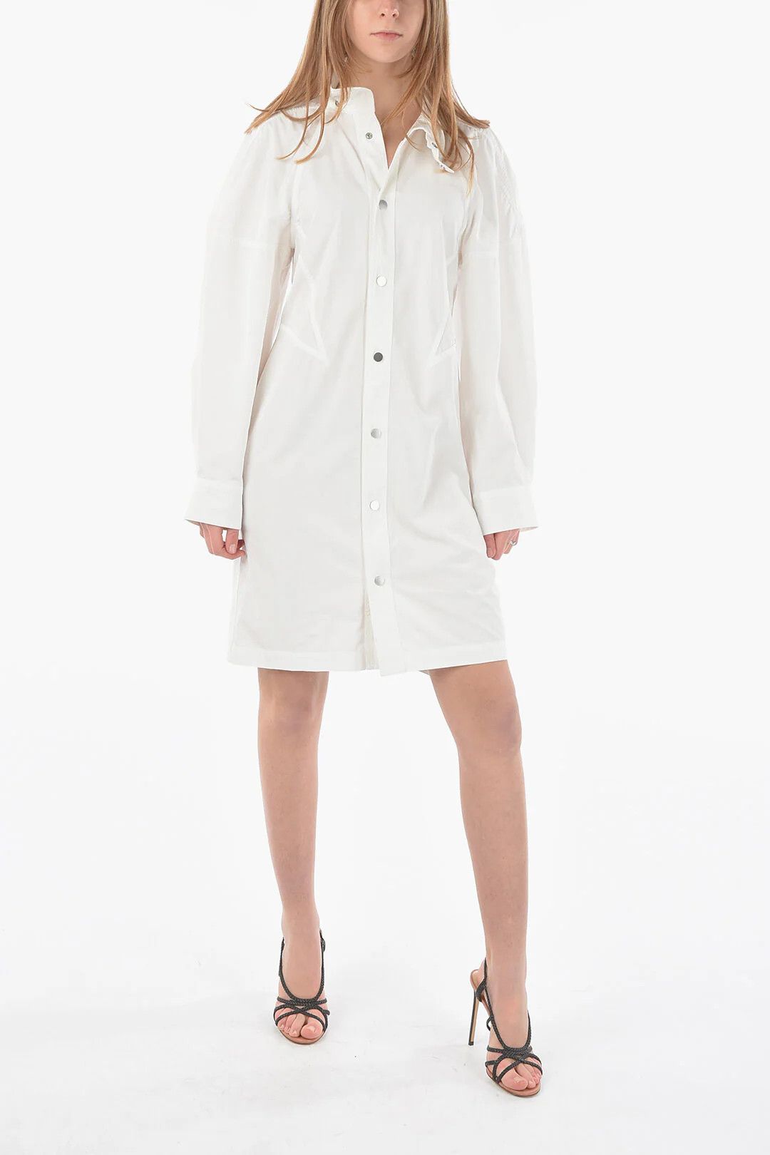 Bottega Veneta og1mm0426 Snap Buttons Dress in White Size XS / US 0-2 / IT 36-38 - 1 Thumbnail
