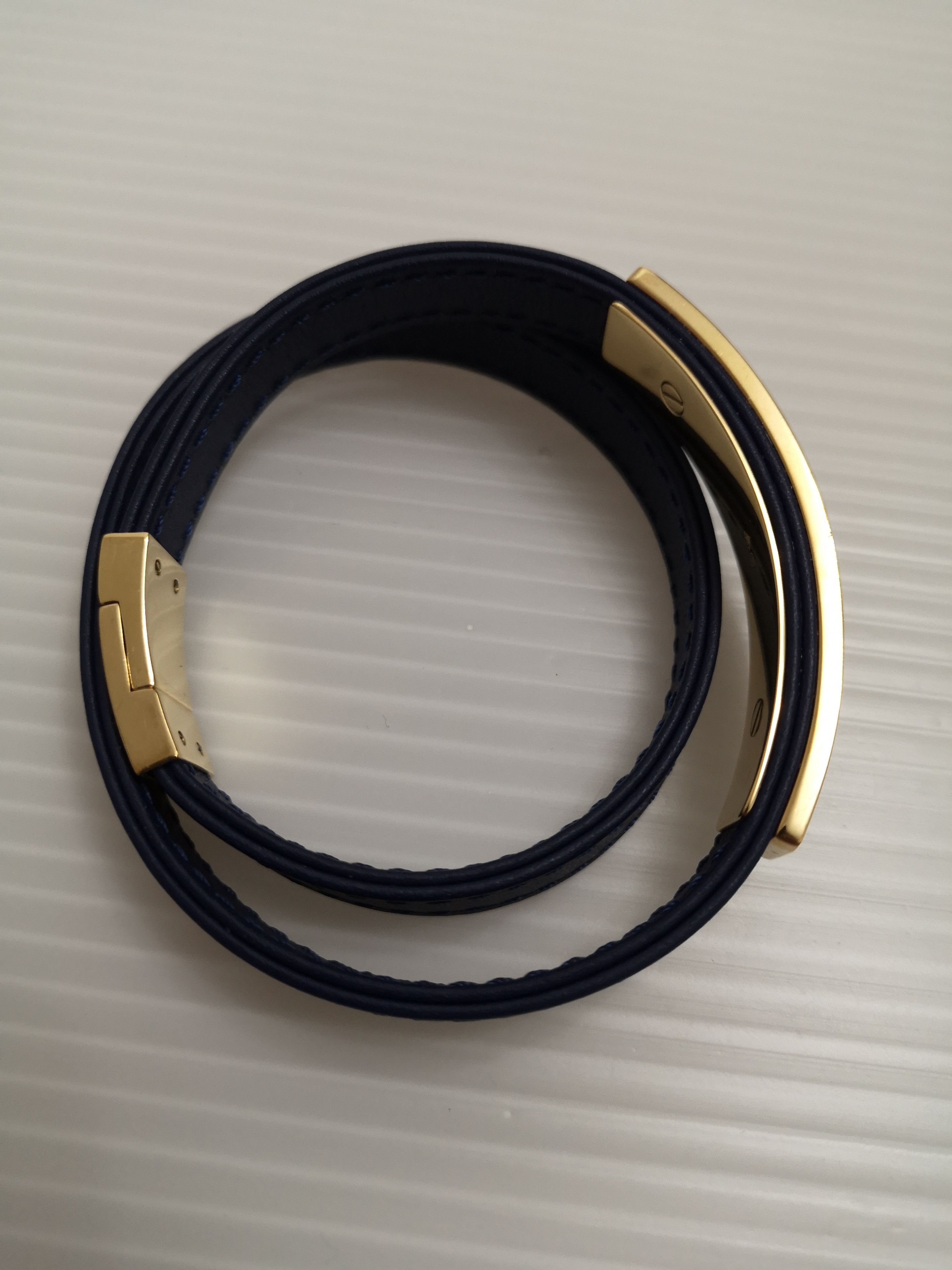 Swarovski frame clear crystal navy double real leather straps bracelet Size ONE SIZE - 4 Thumbnail