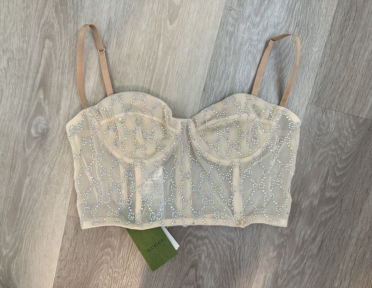 Gucci Gucci crystal monogram bustier top Size L / US 10 / IT 46 - 1 Thumbnail