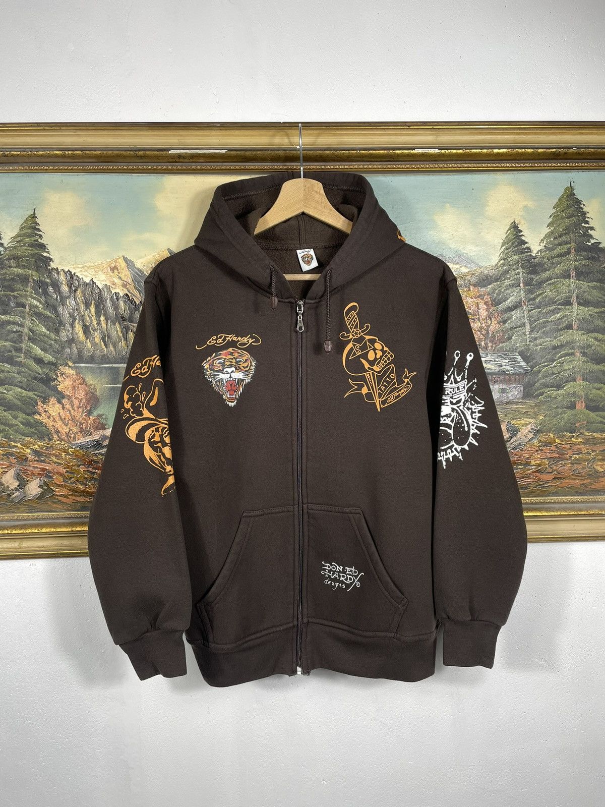 Christian Audigier × Ed Hardy × Vintage Ed Hardy Retro 00s Hoodie Skate HipHop Rap Affliction Grunge Size US S / EU 44-46 / 1 - 1 Thumbnail