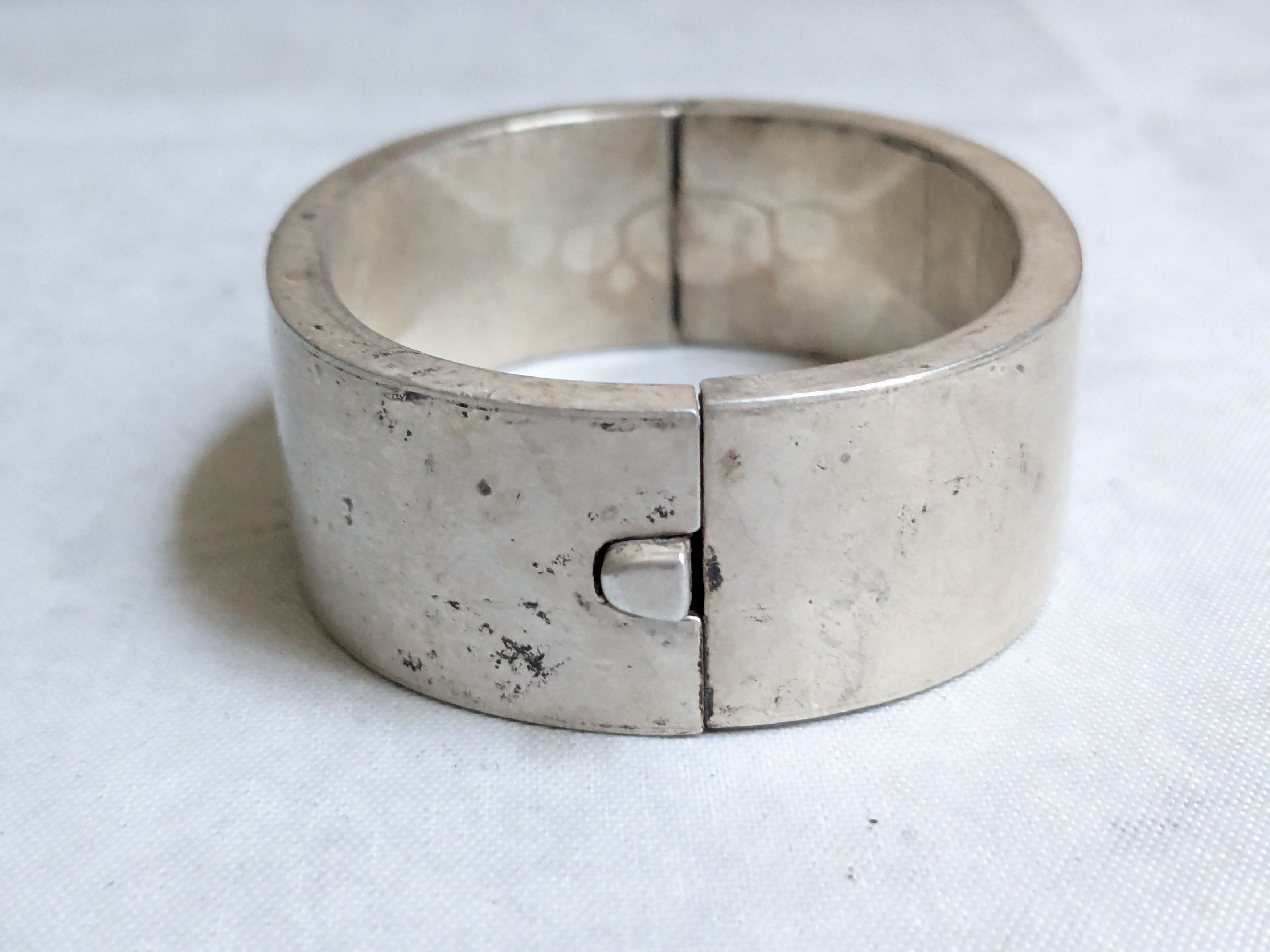 Jewelry Vintage Sterling Silver Bracelet Hinge Modern Bangle 7" Size ONE SIZE - 4 Thumbnail