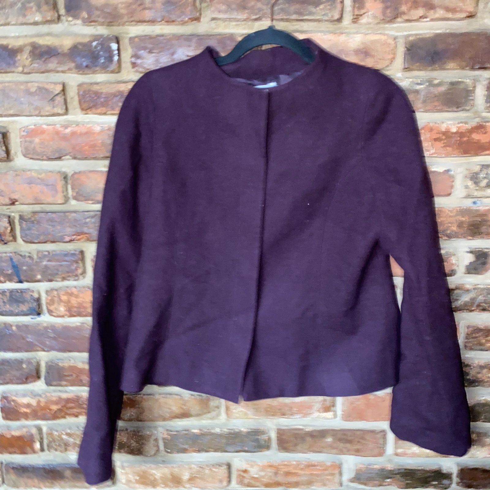 Other Philippe Adec 2 Plum Purple Wool Snap Button Down Jacket 12 Size XL / US 12-14 / IT 48-50 - 1 Thumbnail